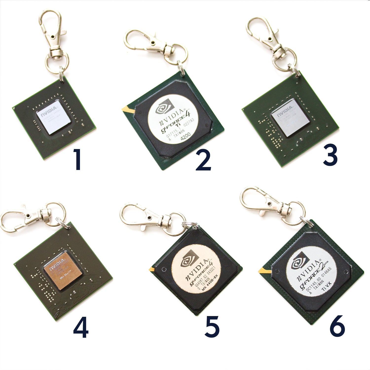 Chipset keychain, recycled computer keychain, nVidia graphic processor, GPU
