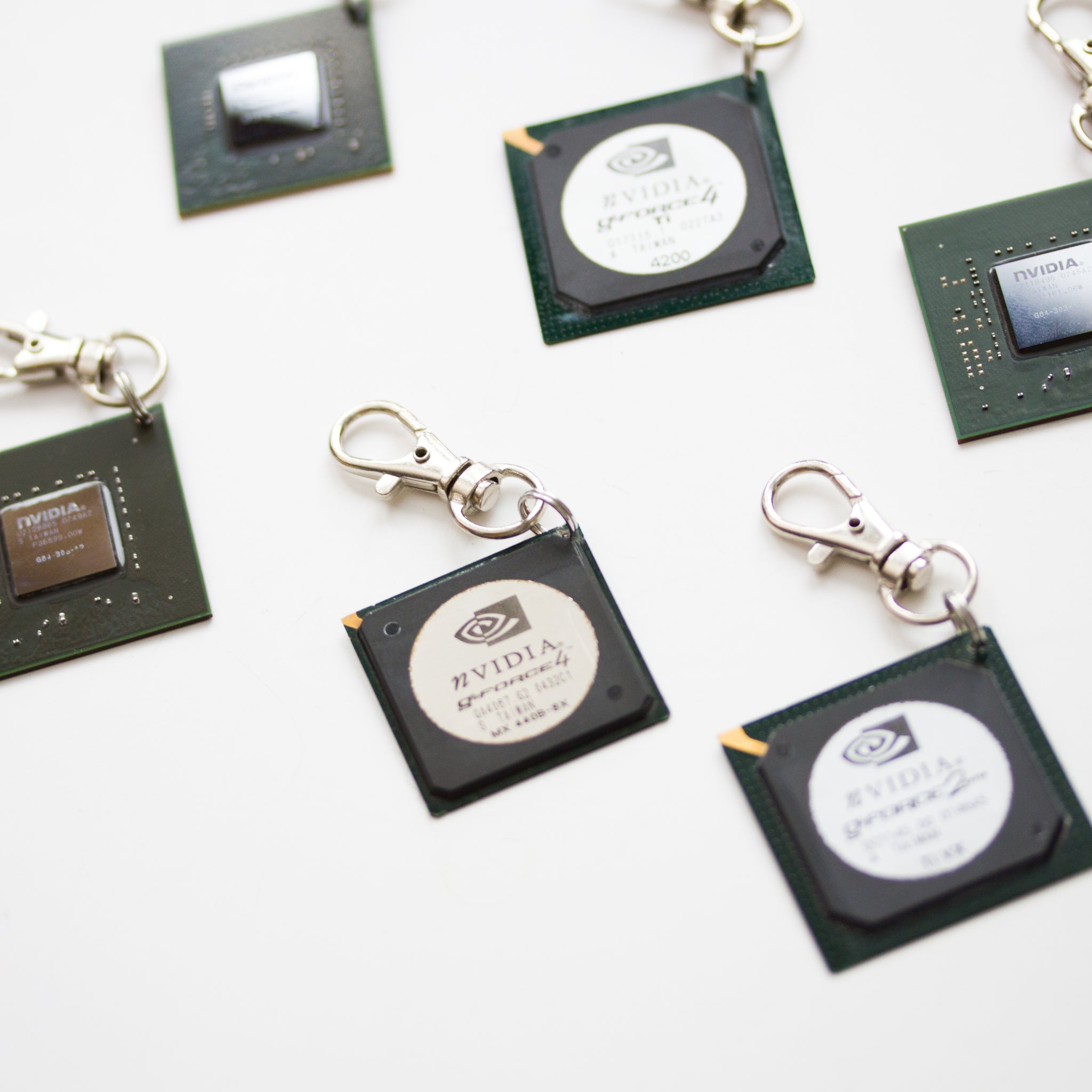 Chipset keychain, recycled computer keychain, nVidia graphic processor, GPU