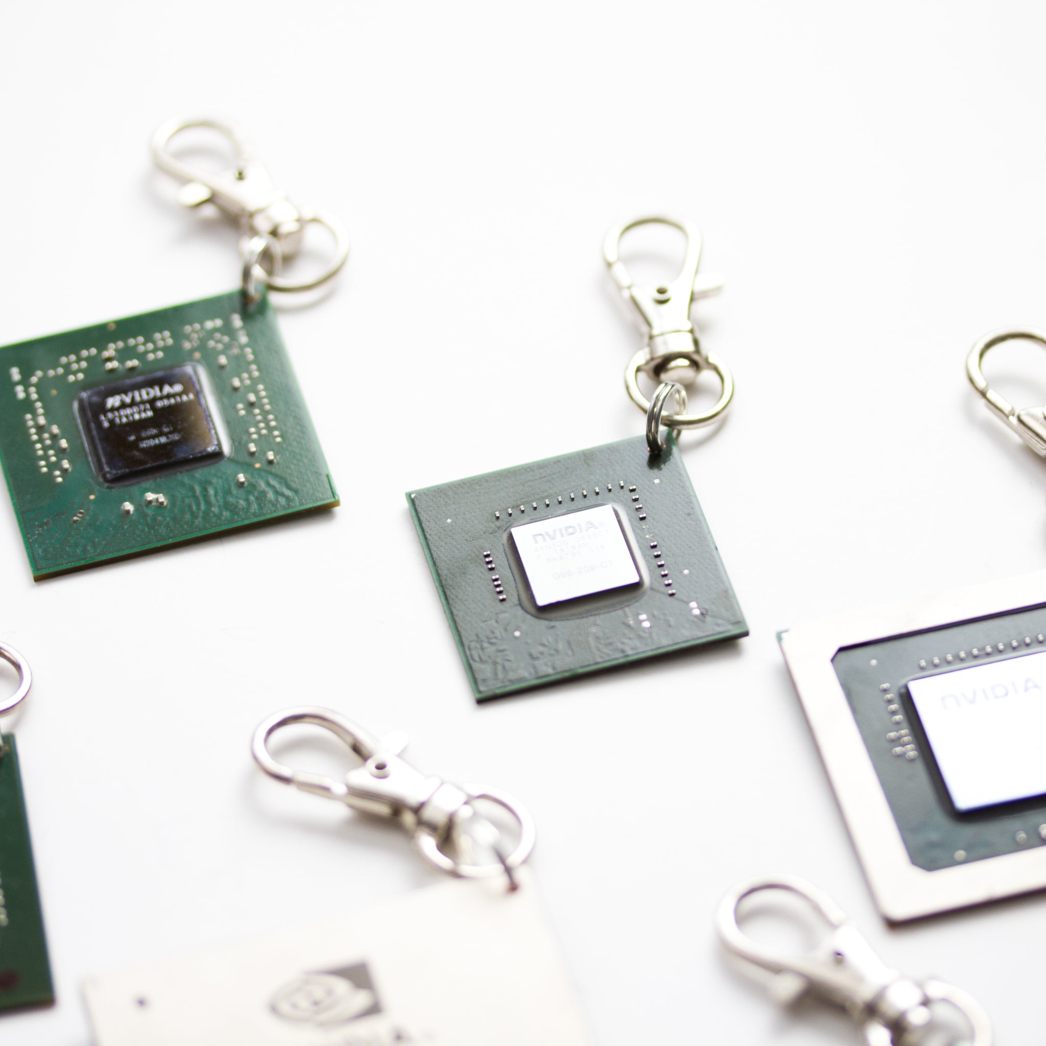 Chipset keychain, recycled computer keychain, nVidia graphic processor, GPU