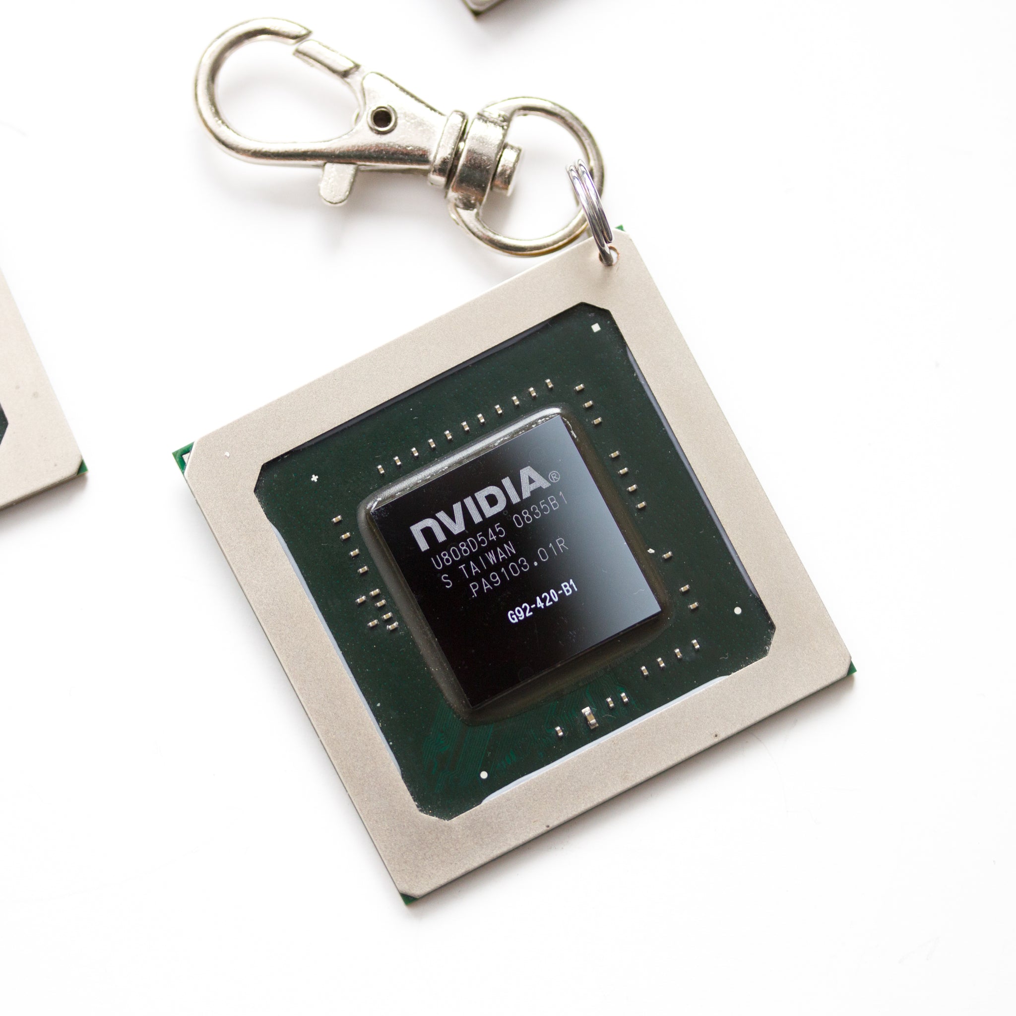 Chipset keychain, recycled computer keychain, nVidia graphic processor, GPU