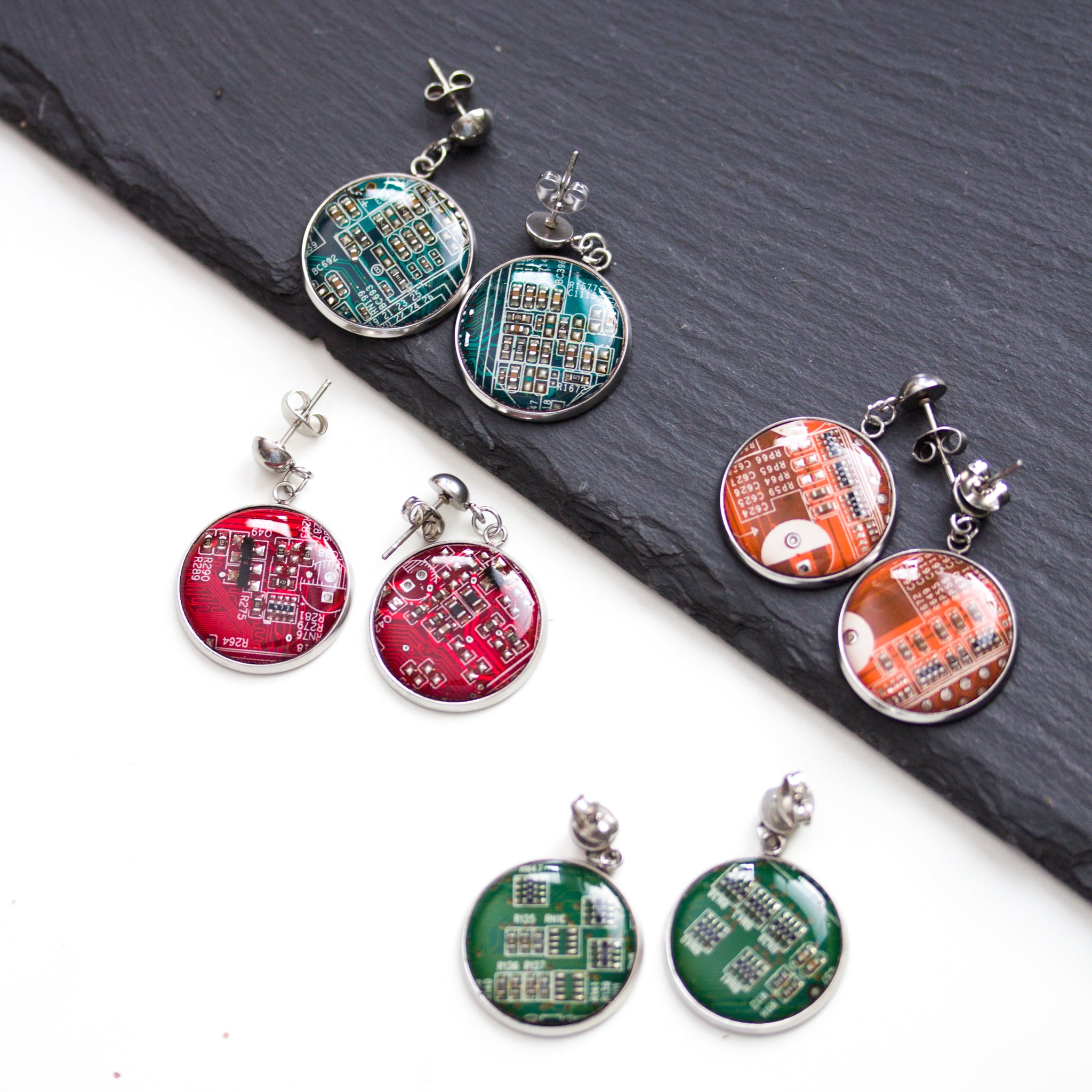 Round Circuit board earrings