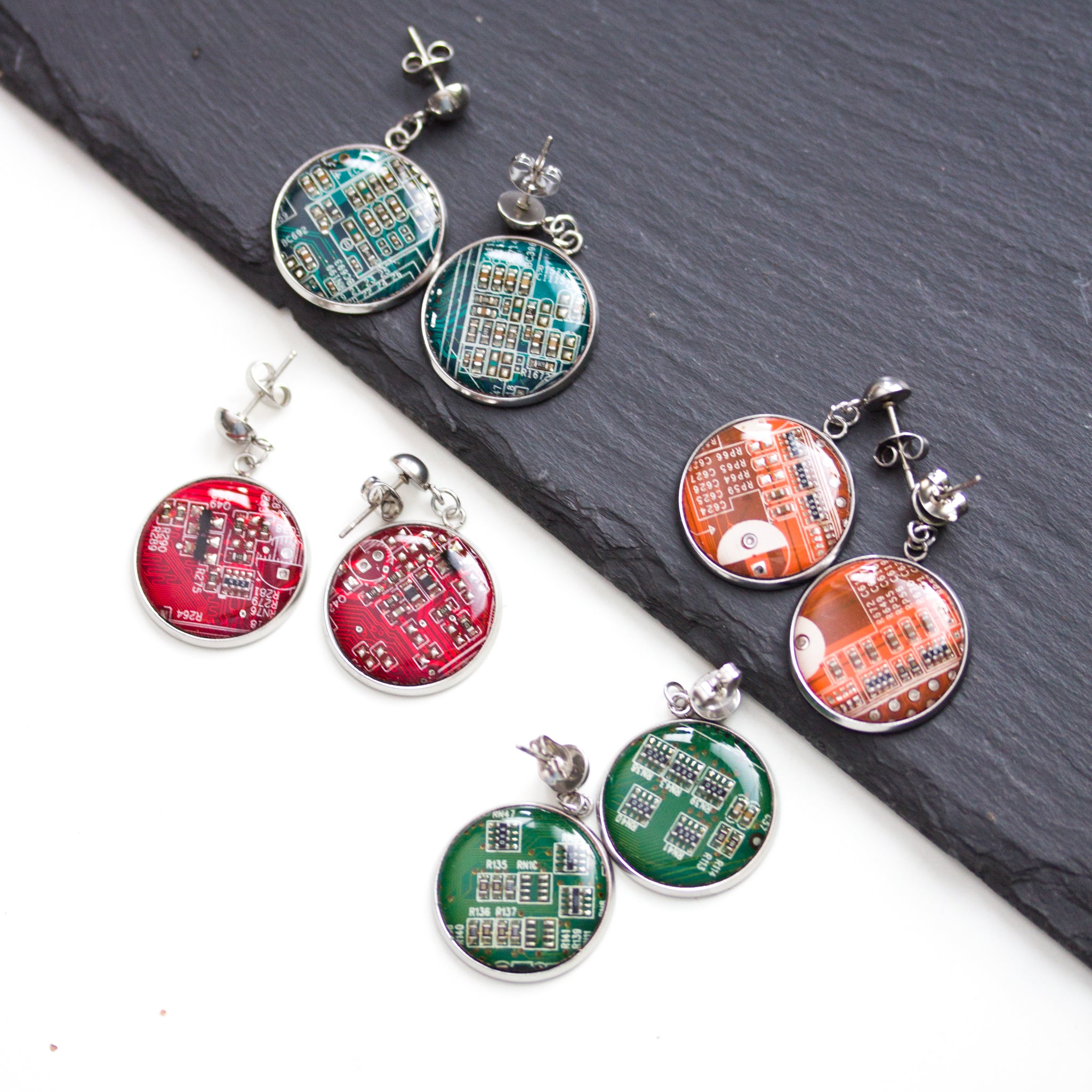 Round Circuit board earrings