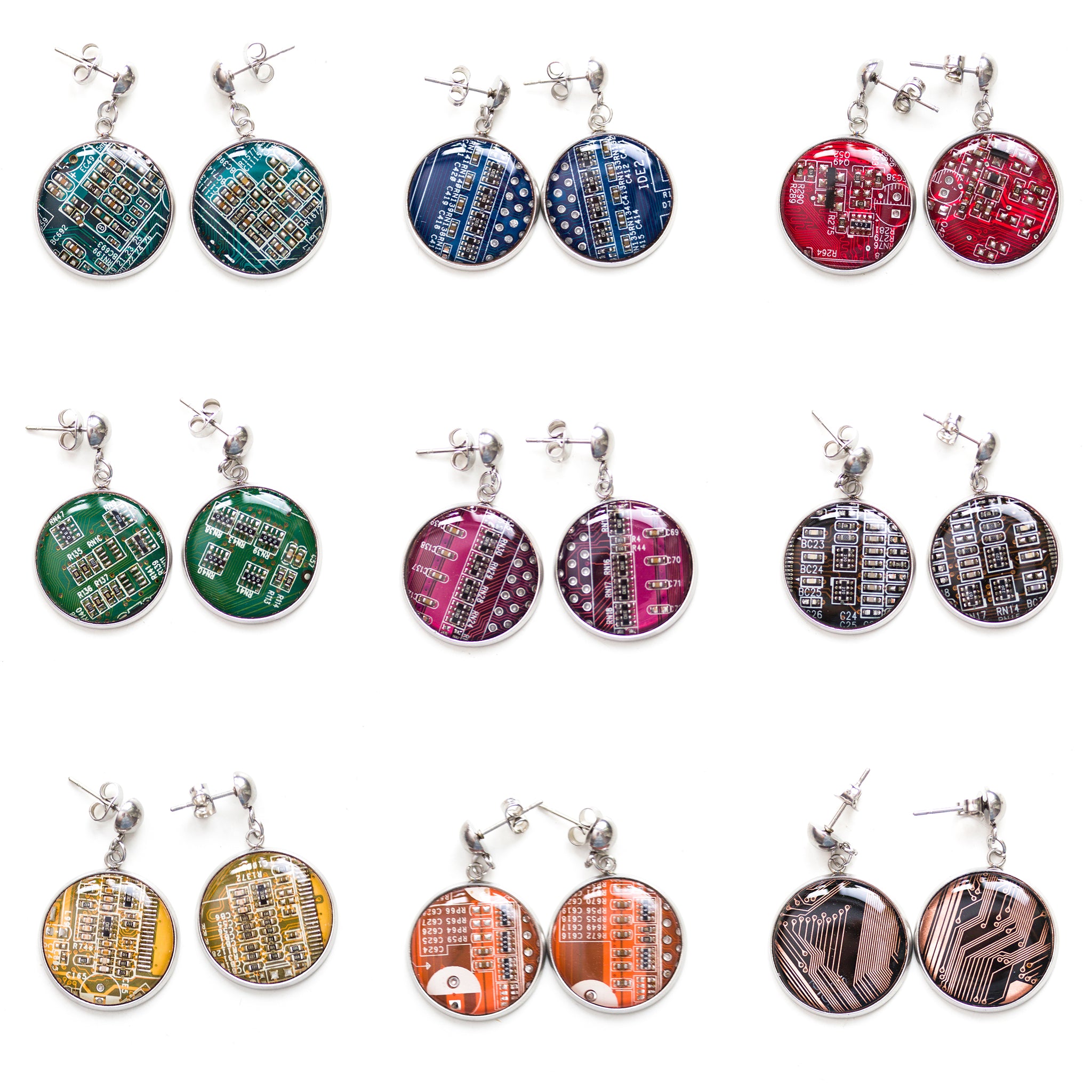 Round Circuit board earrings