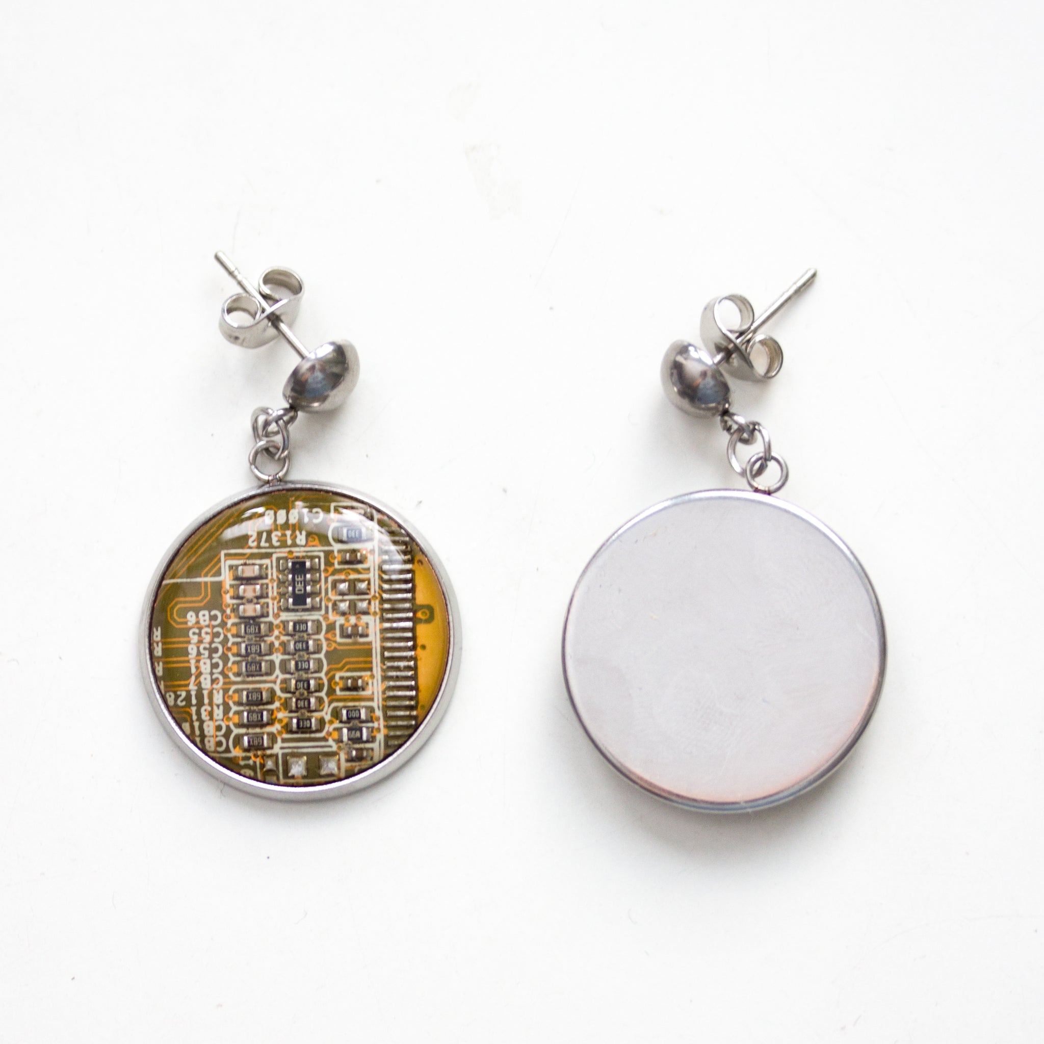 Round Circuit board earrings