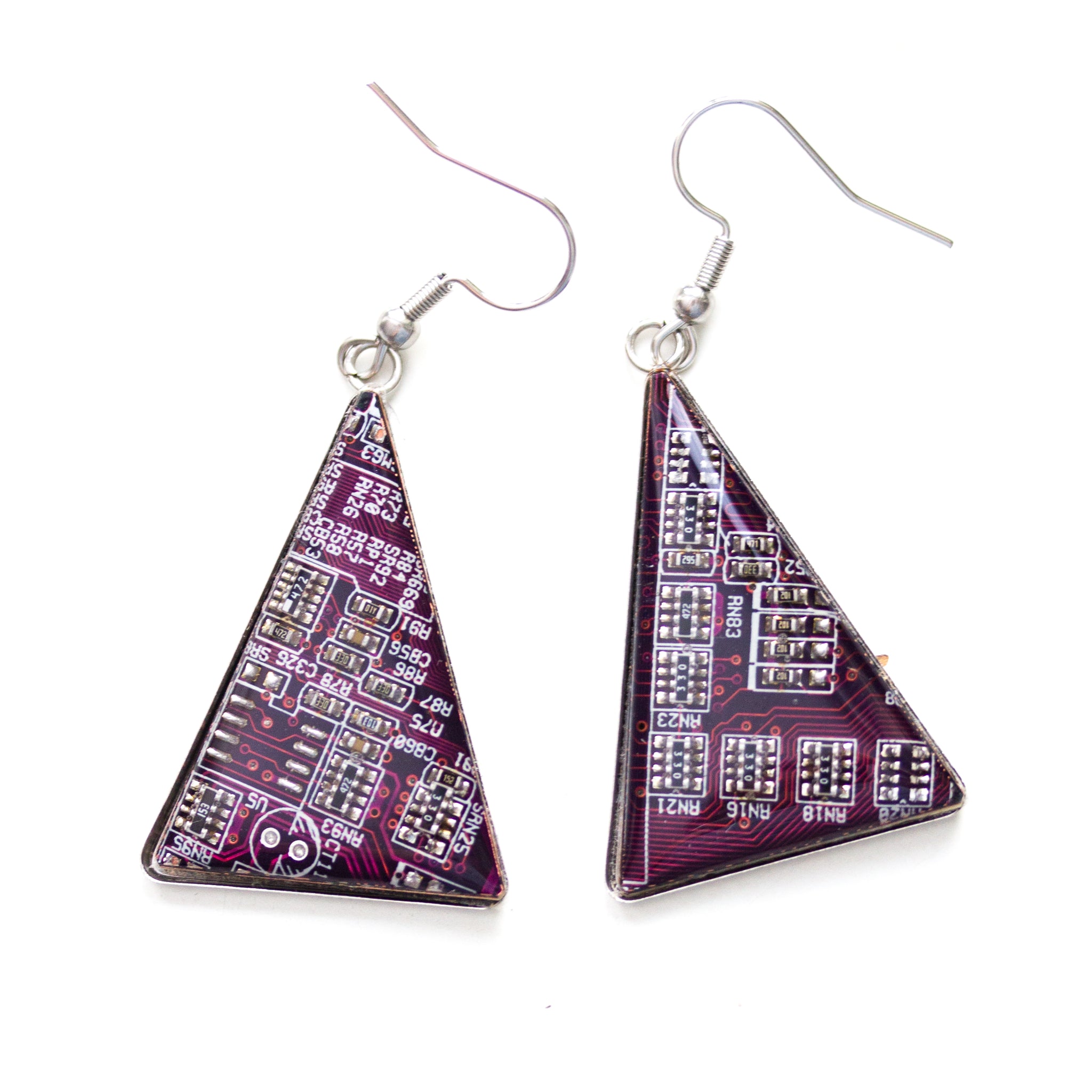 Triangle circuit board earrings