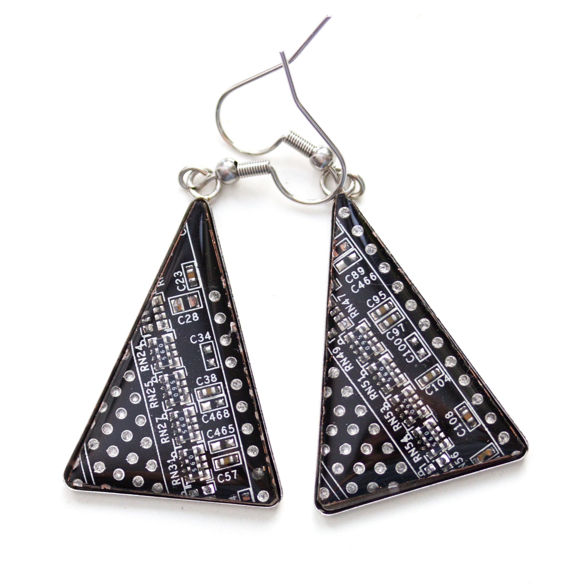 Triangle circuit board earrings