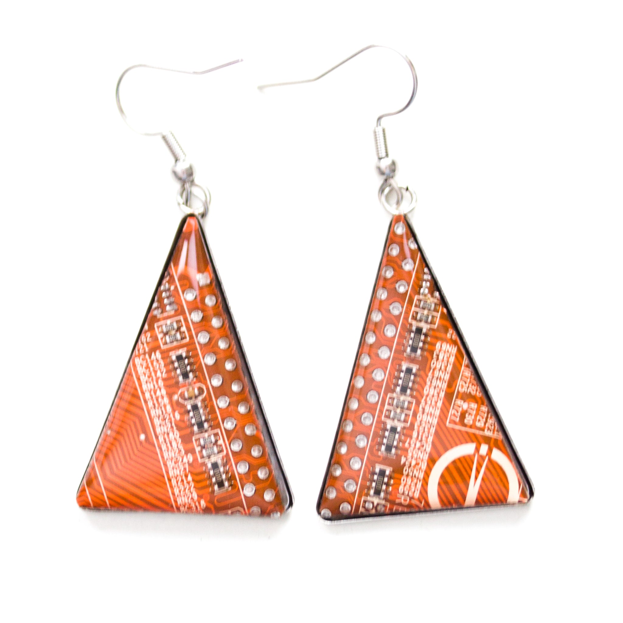 Triangle circuit board earrings
