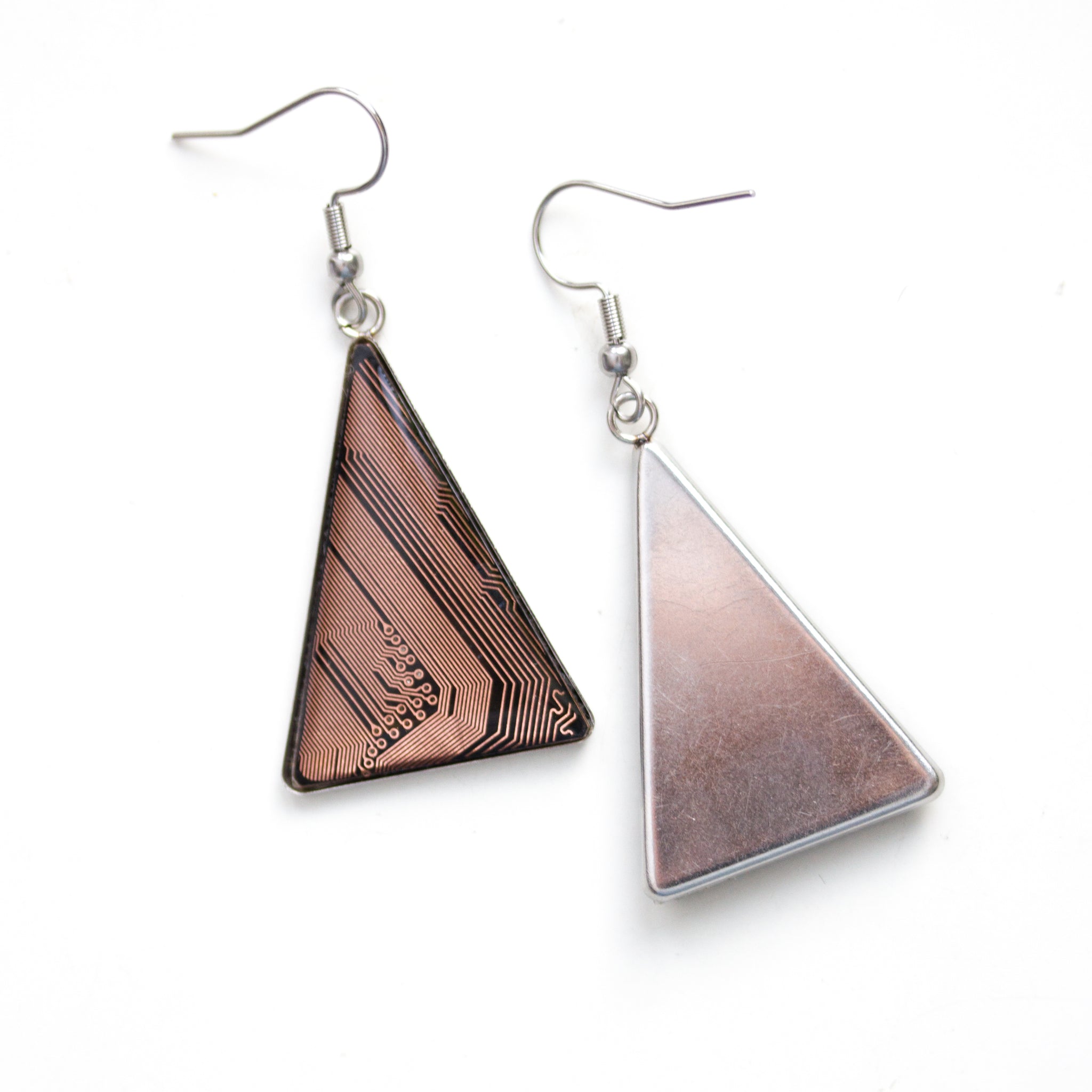 Triangle circuit board earrings