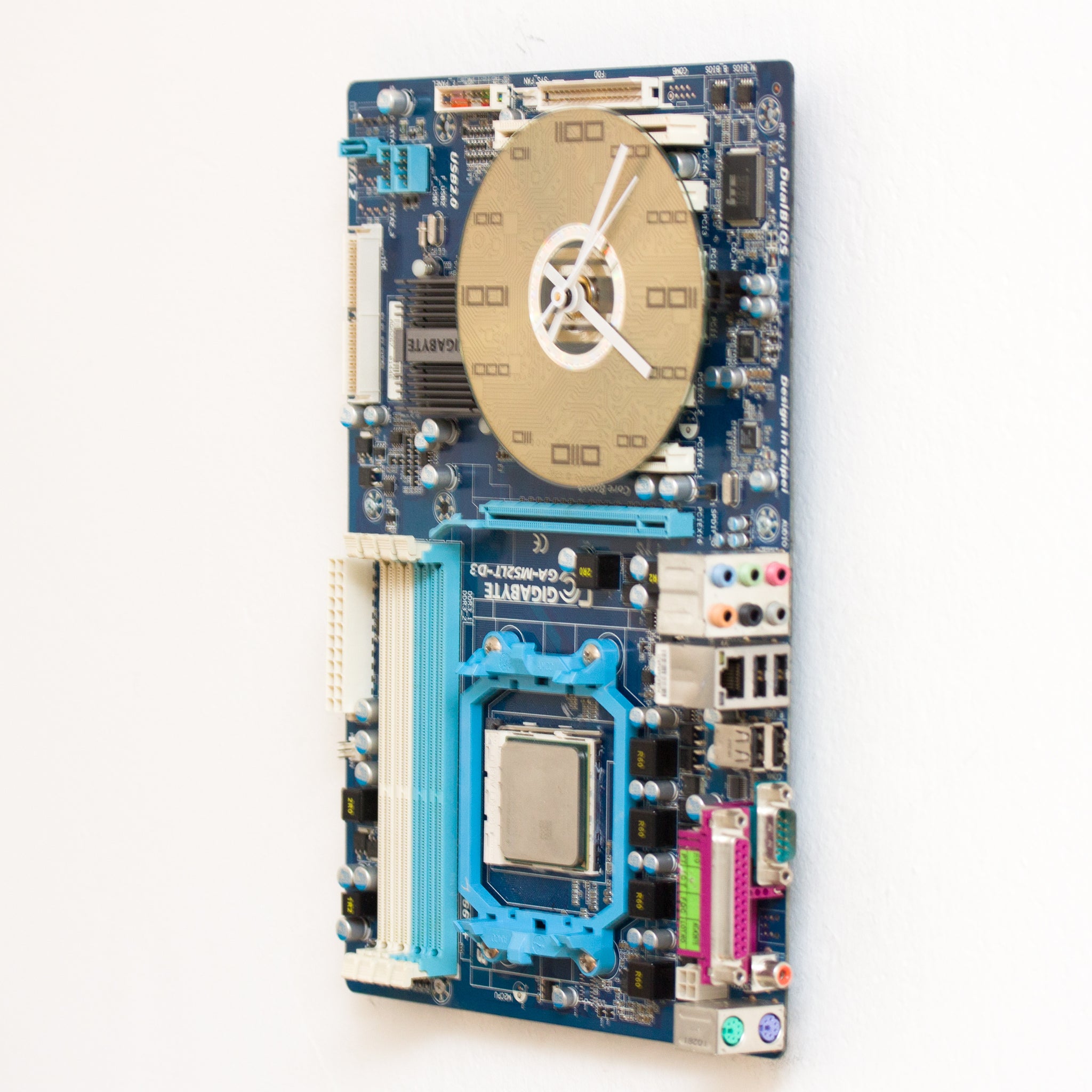Geeky Wall Clock made with blue Circuit Board