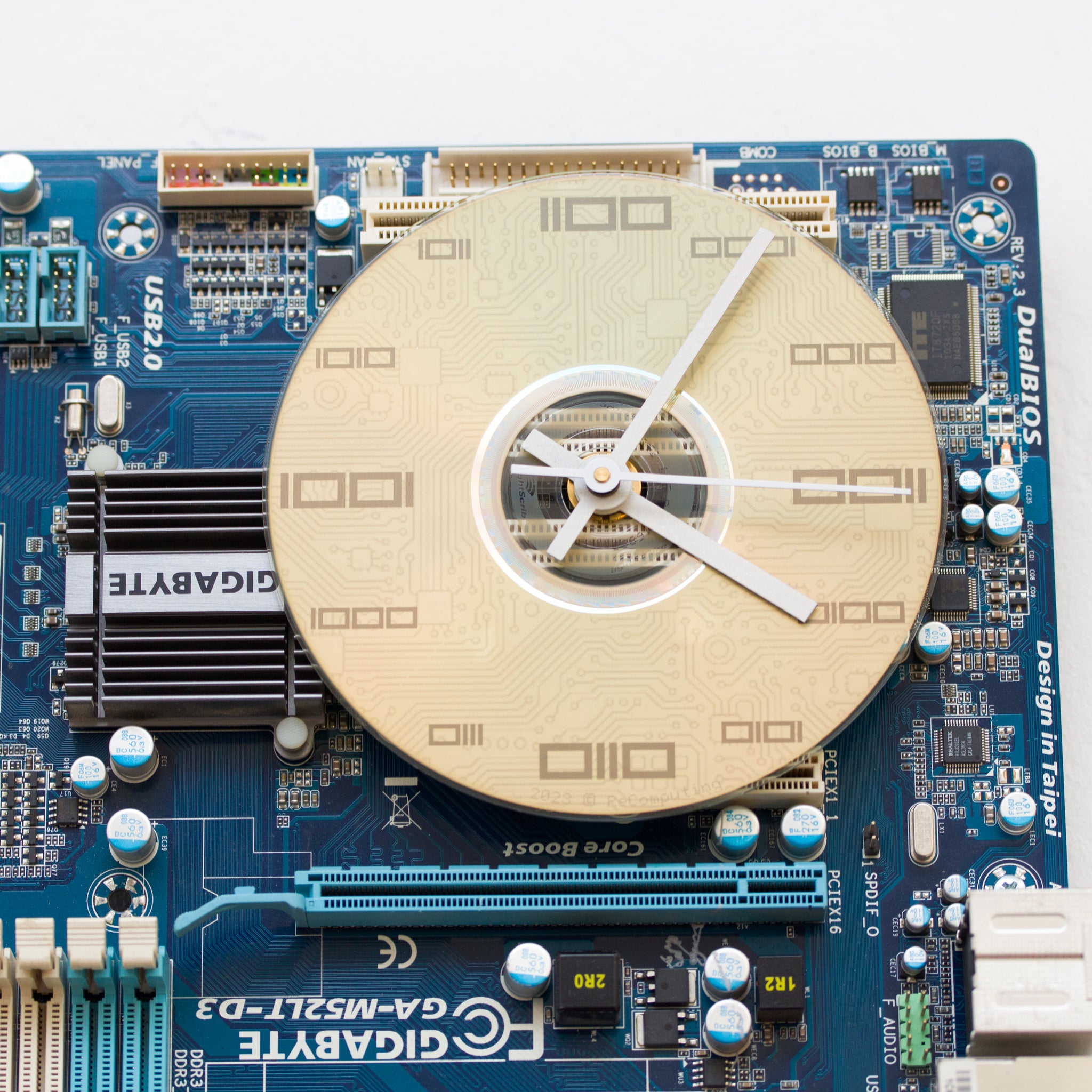 Geeky Wall Clock made with blue Circuit Board