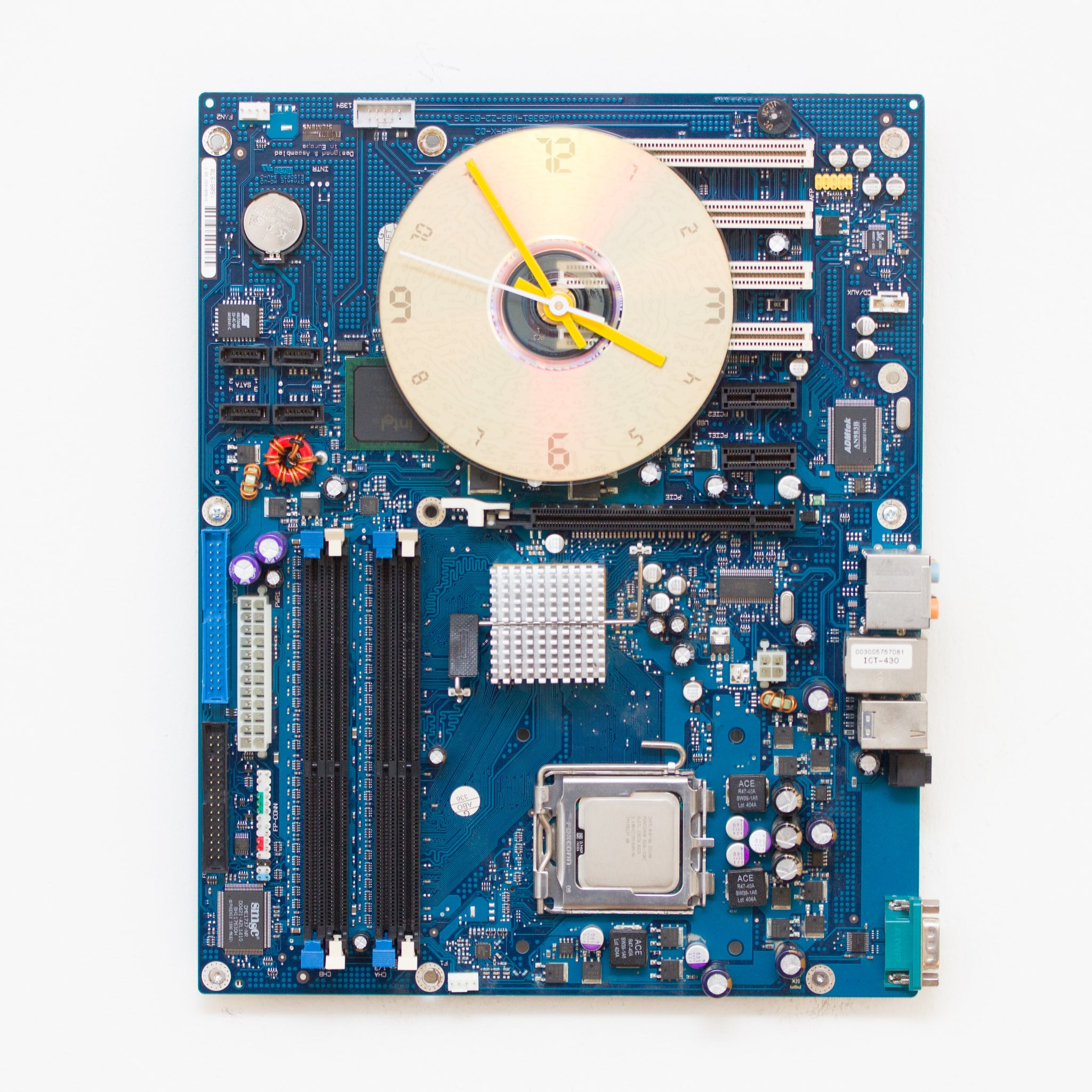 Geeky Wall Clock made with blue Circuit Board