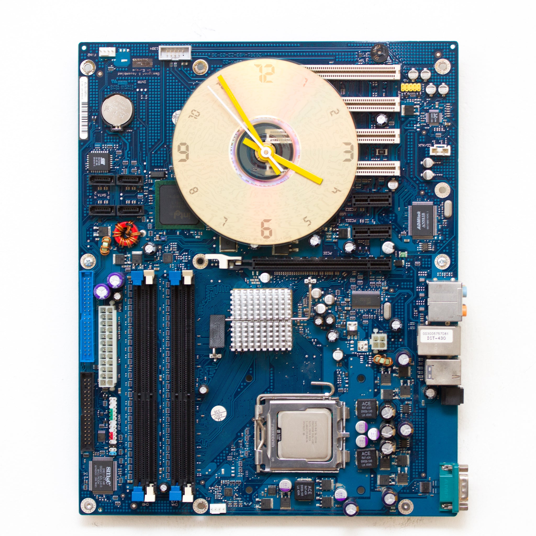 Geeky Wall Clock made with blue Circuit Board