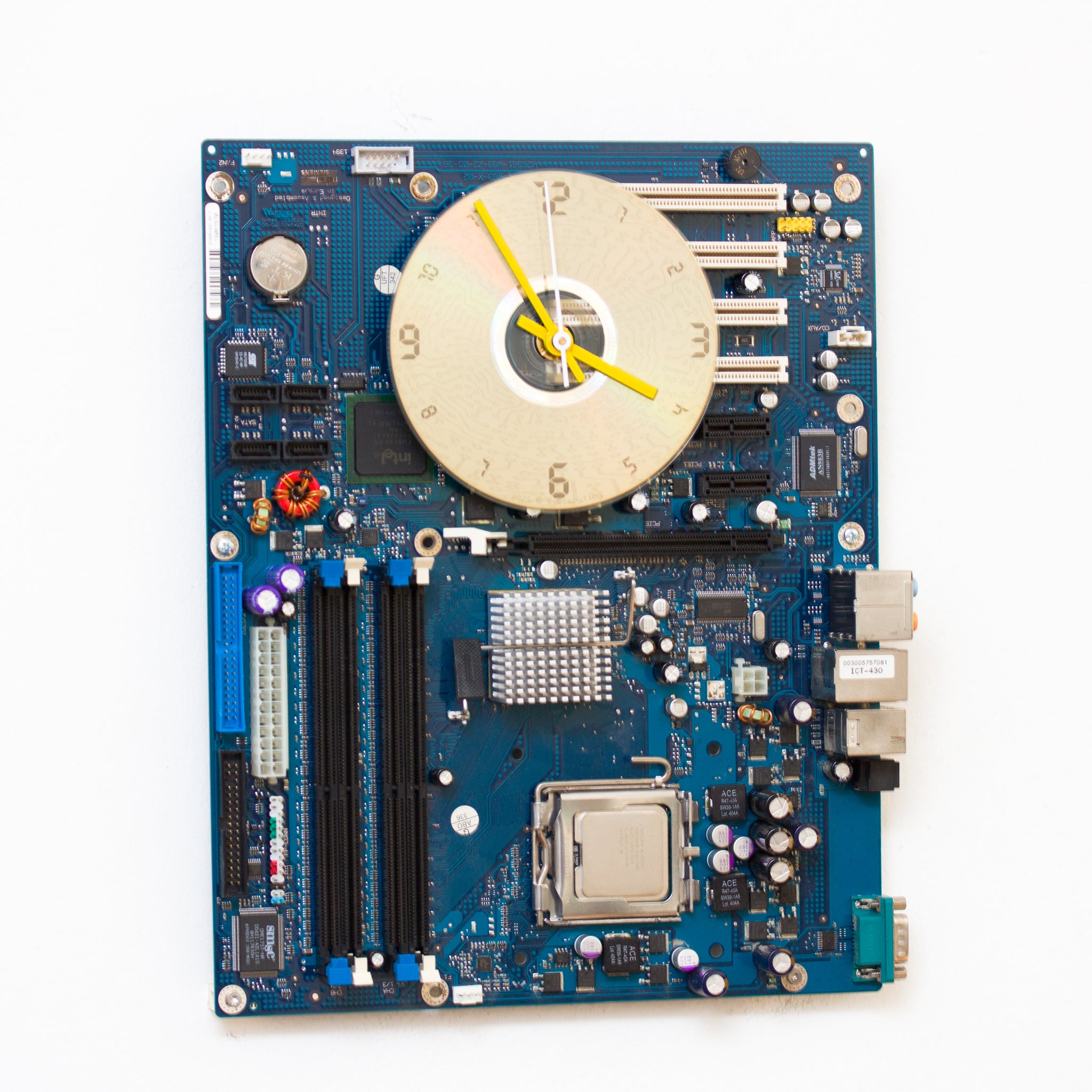 Geeky Wall Clock made with blue Circuit Board