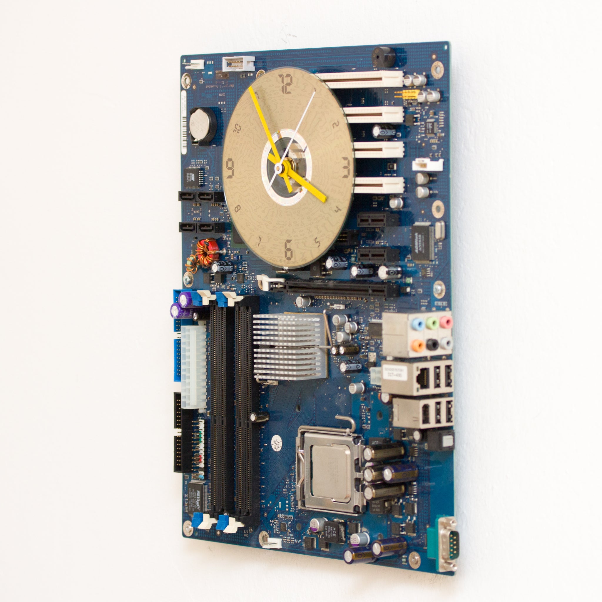 Geeky Wall Clock made with blue Circuit Board