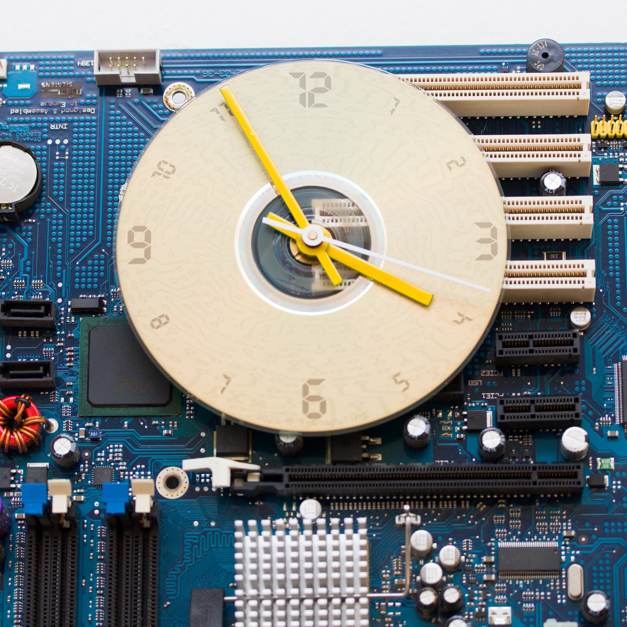 Geeky Wall Clock made with blue Circuit Board