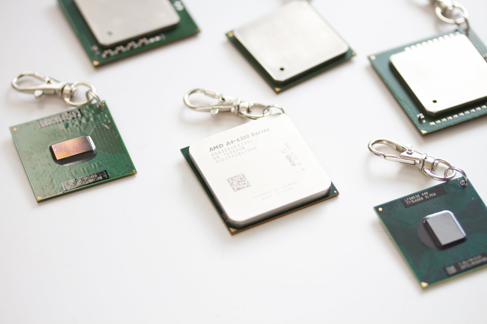CPU keychain, recycled computer keychain, chipset