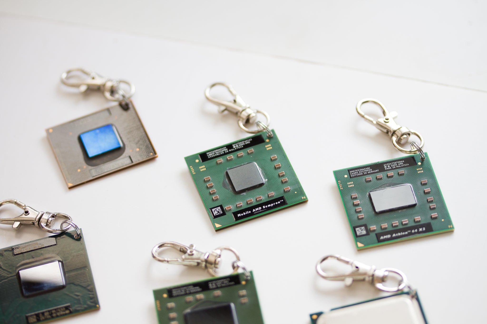 CPU keychain, recycled computer keychain, chipset