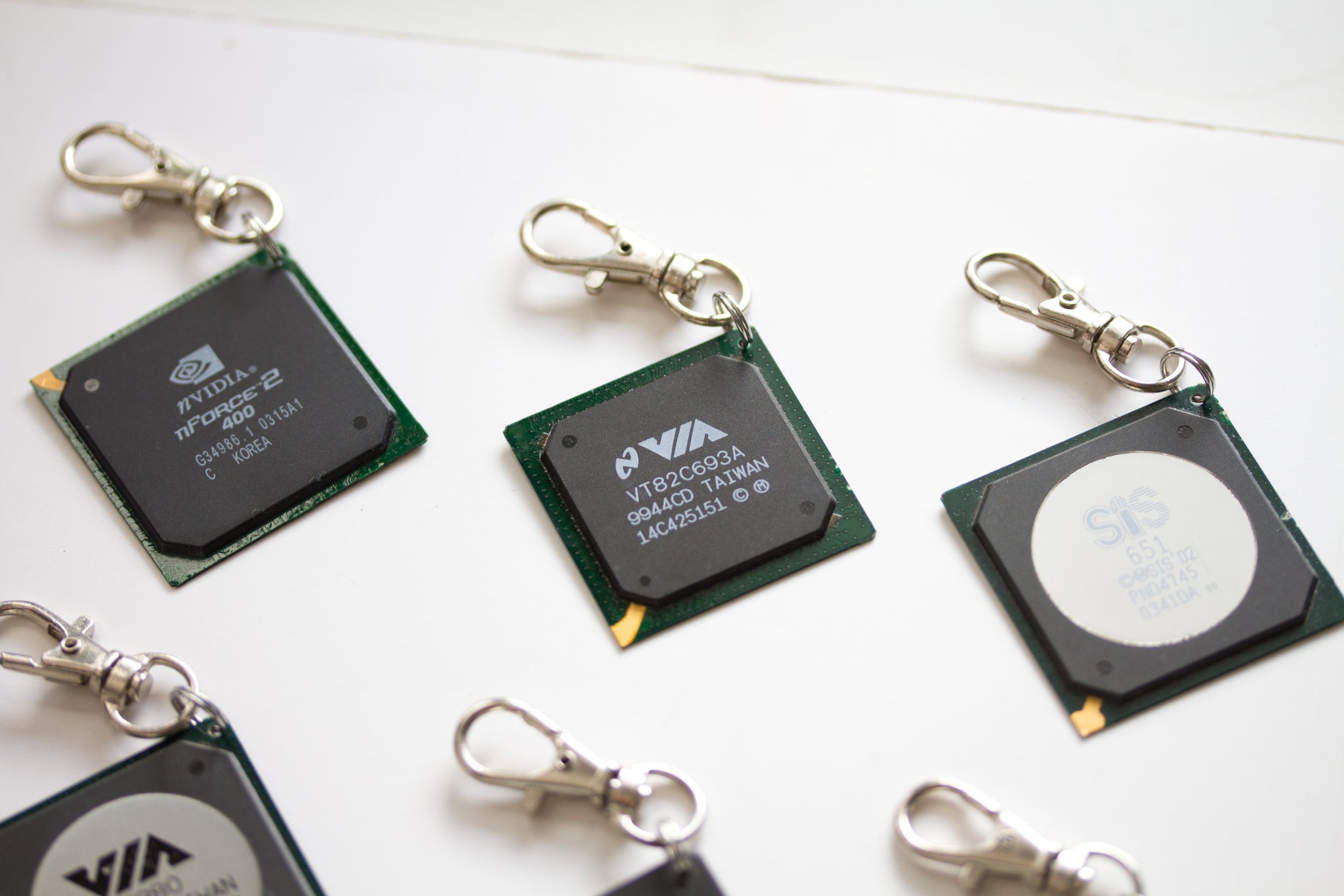 Chipset keychain, recycled computer chipset keychain