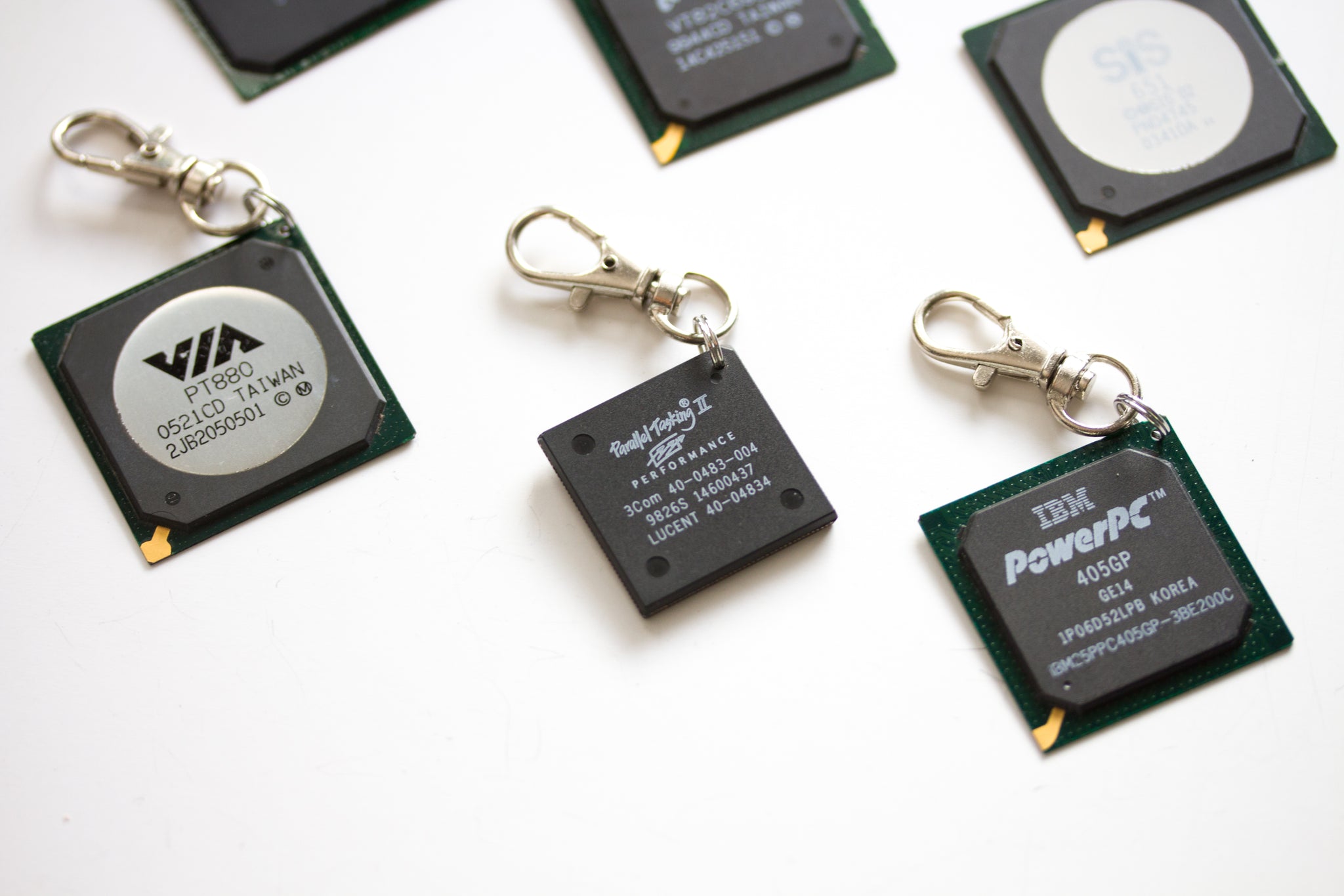 Chipset keychain, recycled computer chipset keychain