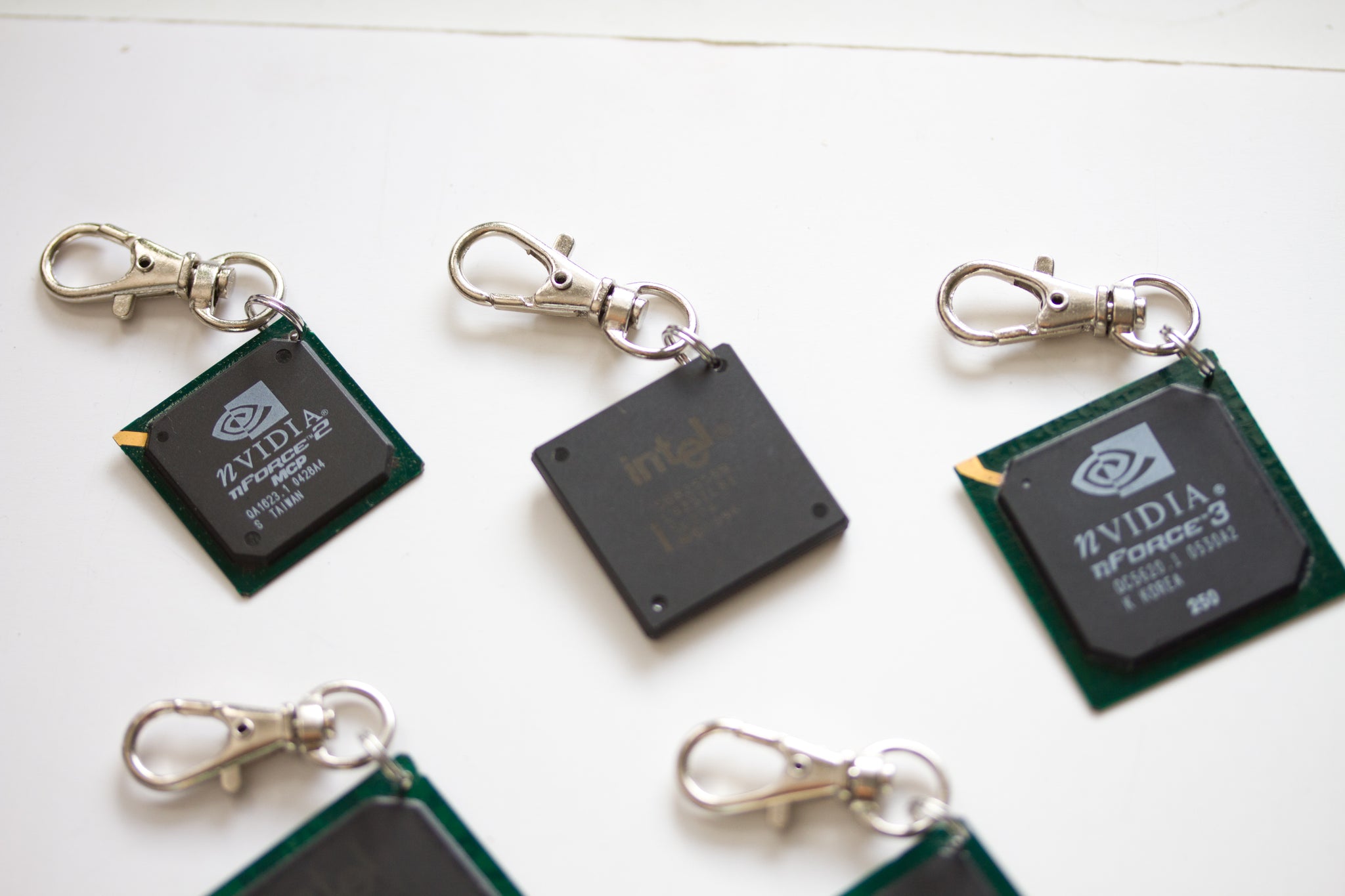 Chipset keychain, recycled computer chipset keychain
