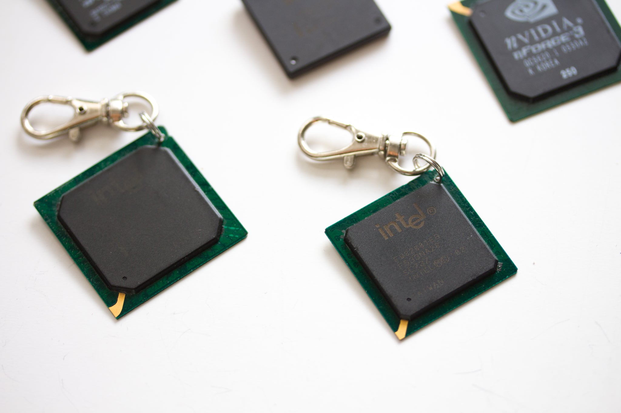 Chipset keychain, recycled computer chipset keychain