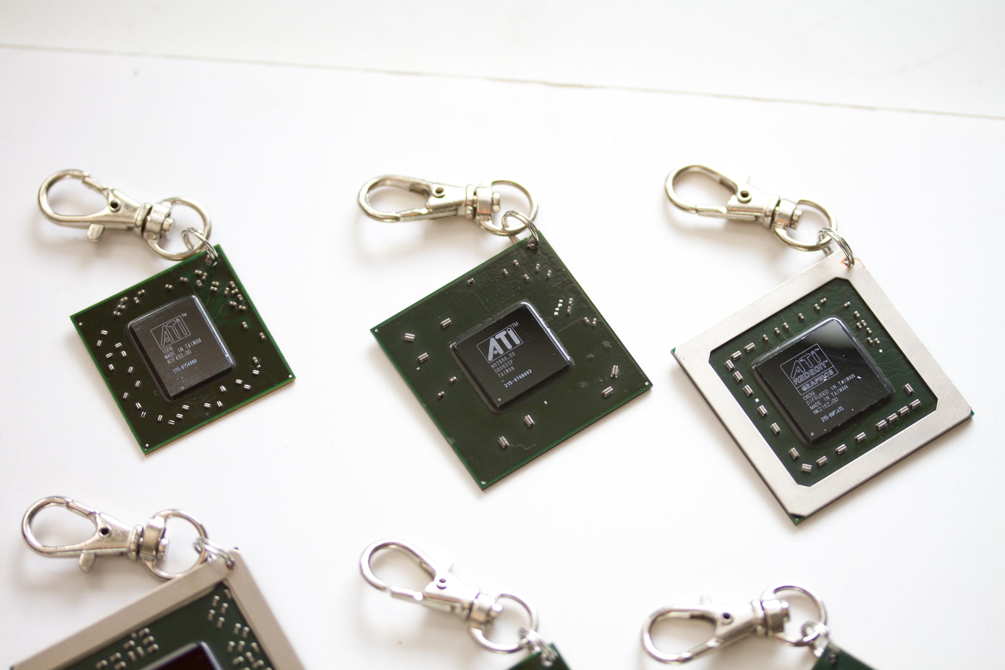 Chipset keychain, recycled computer keychain, ATI graphic processor, GPU