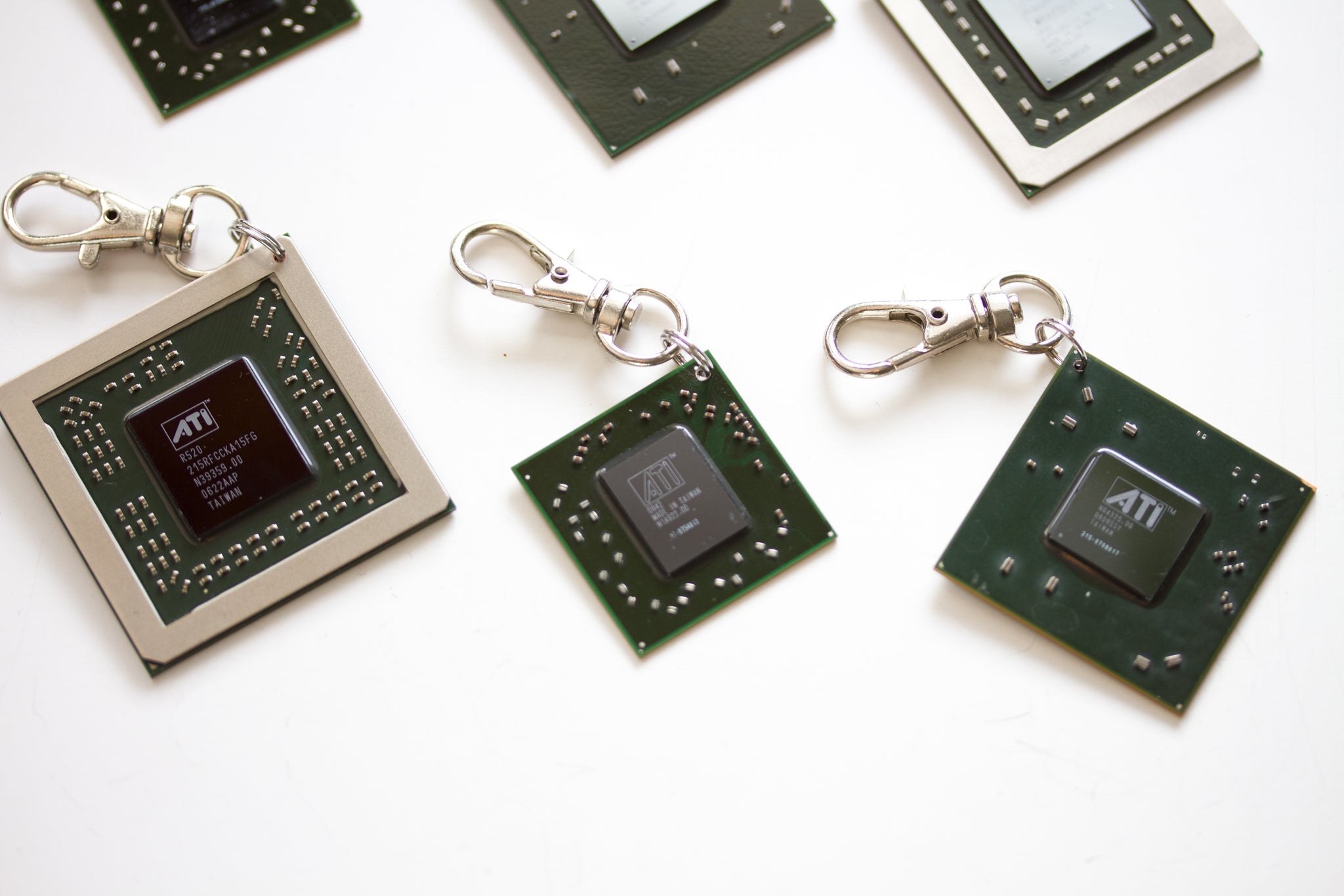 Chipset keychain, recycled computer keychain, ATI graphic processor, GPU