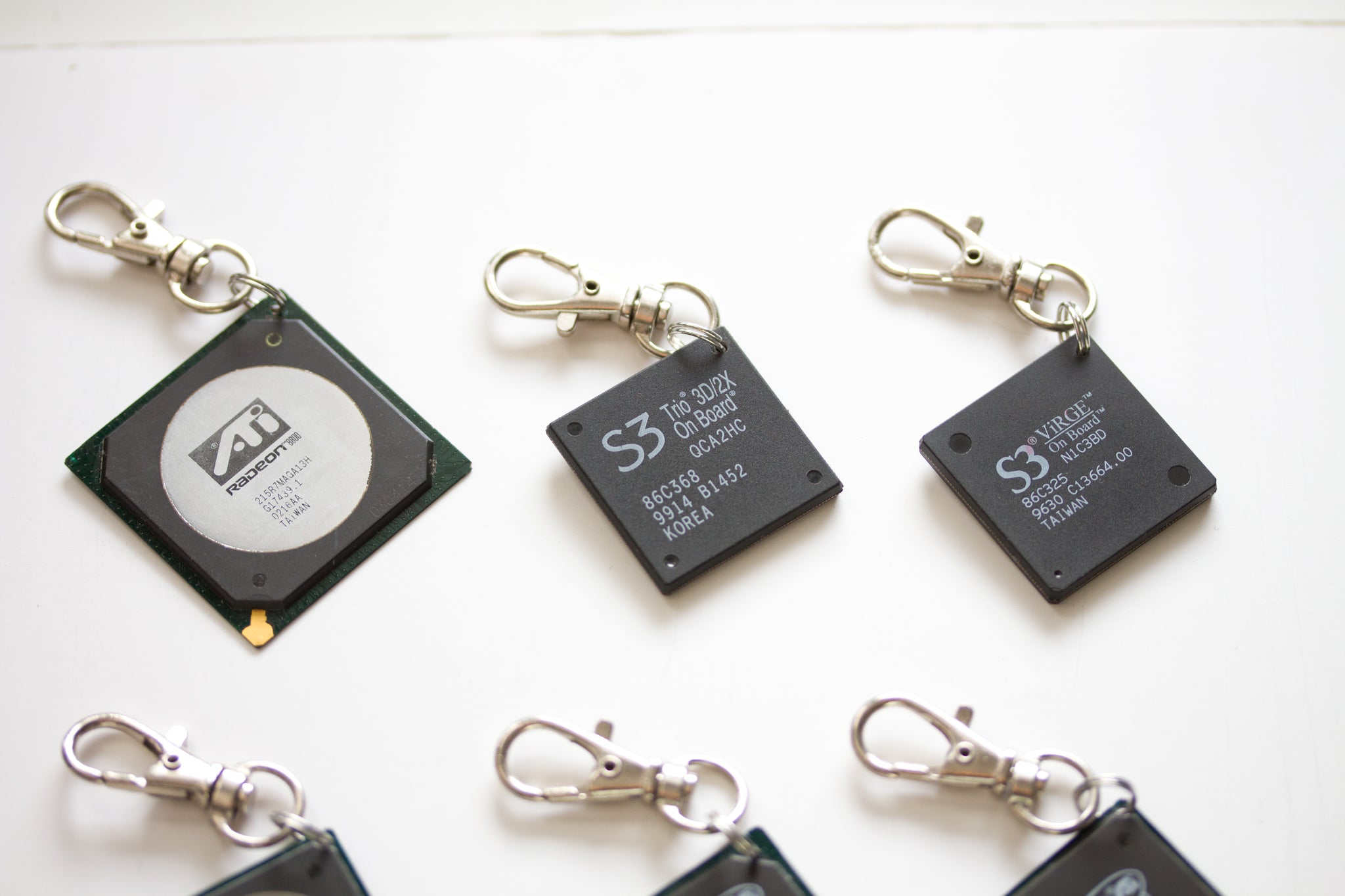 Chipset keychain, recycled computer keychain, ATI graphic processor, GPU