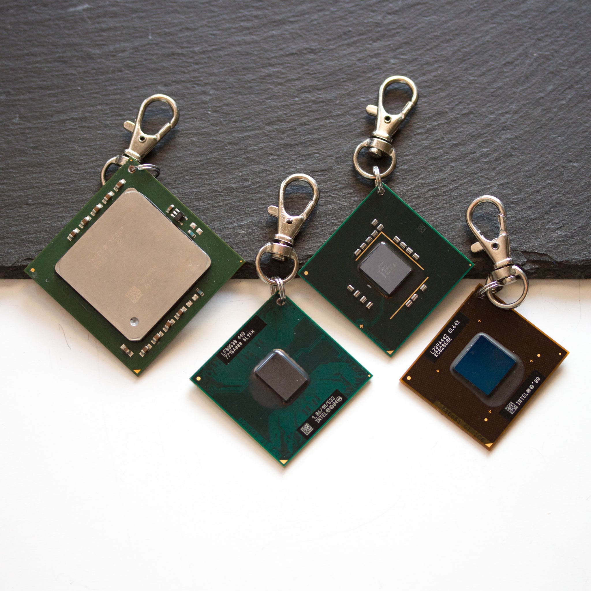 CPU keychain, recycled computer keychain, chipset