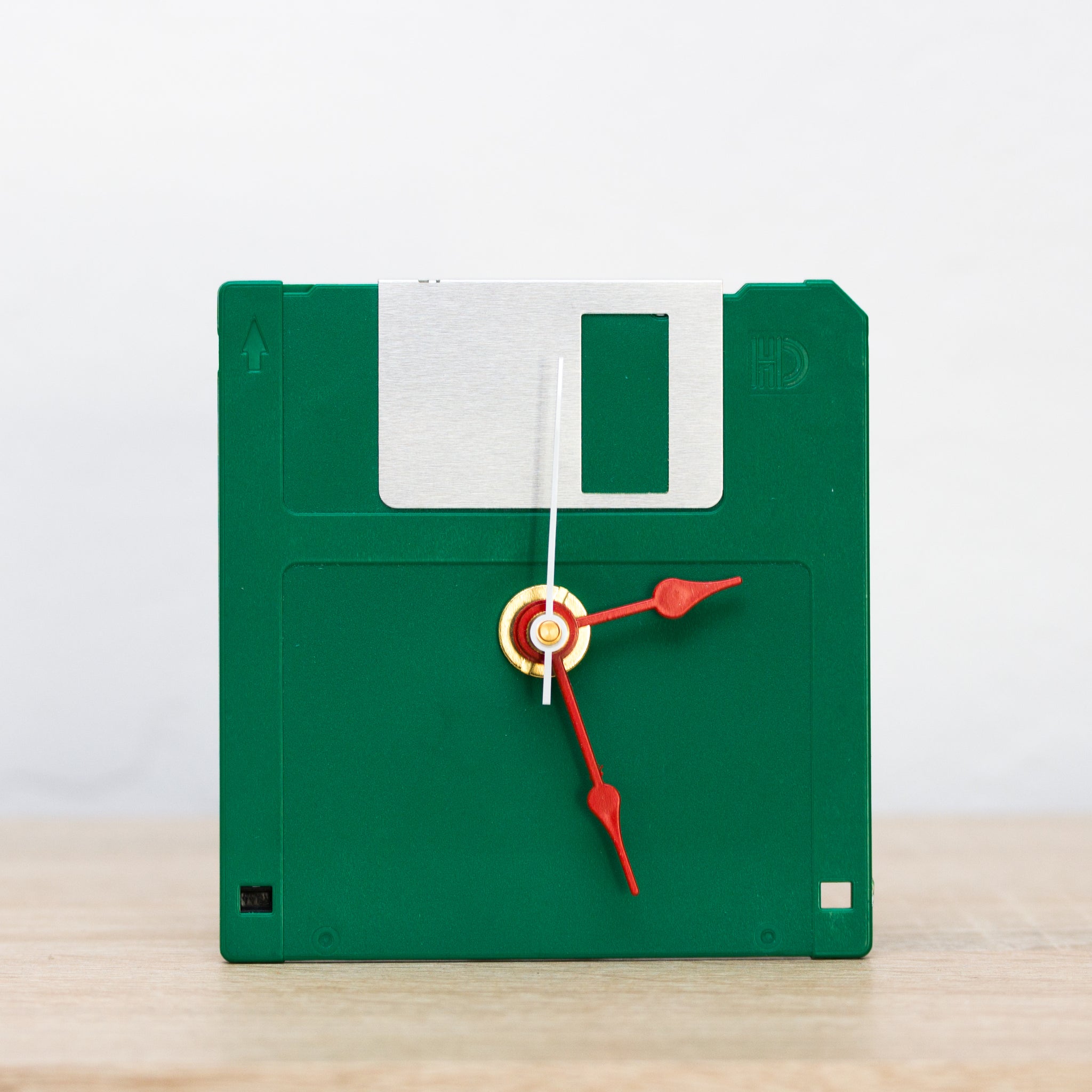 Unique Desk clock - recycled floppy disk clock (green)