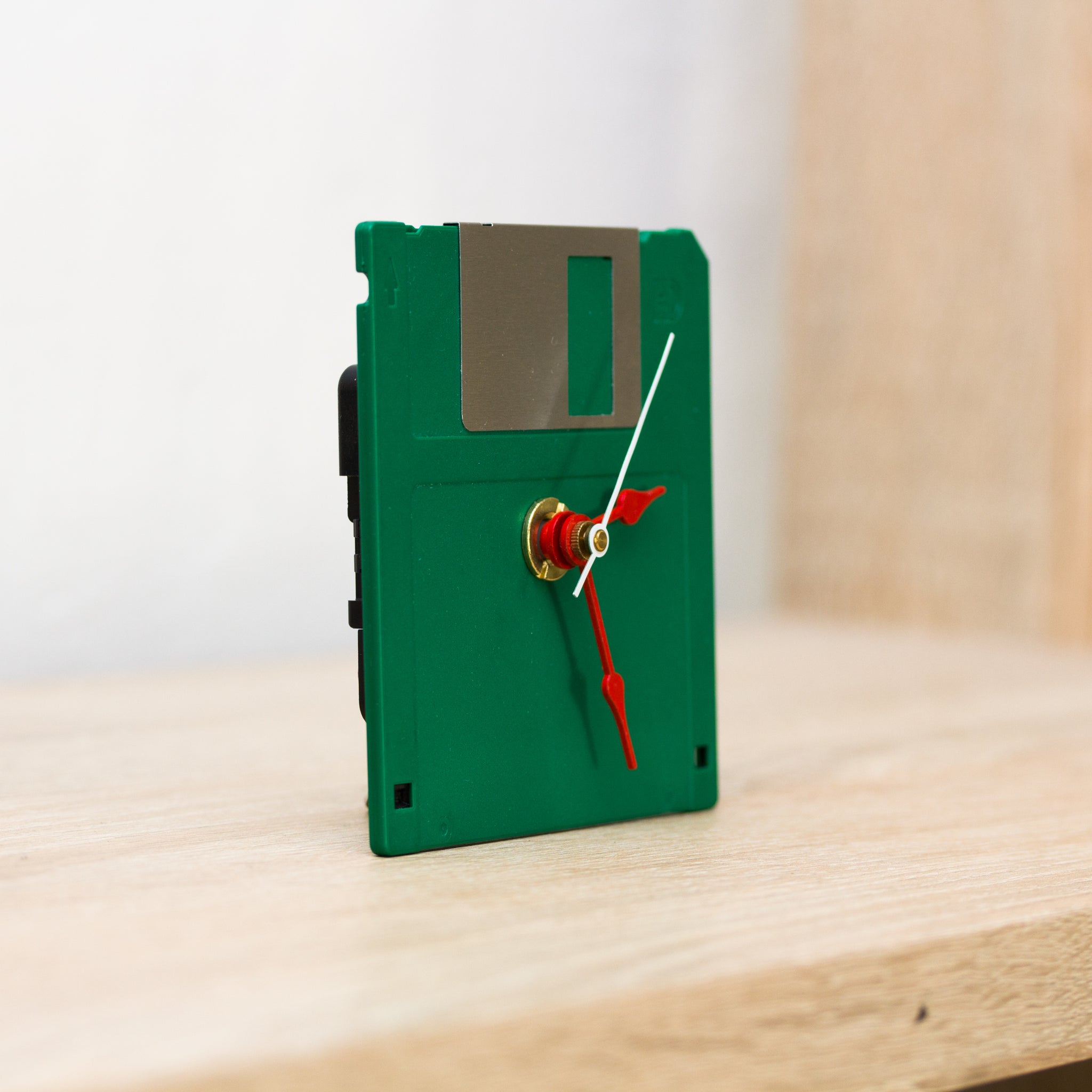 Unique Desk clock - recycled floppy disk clock (green)