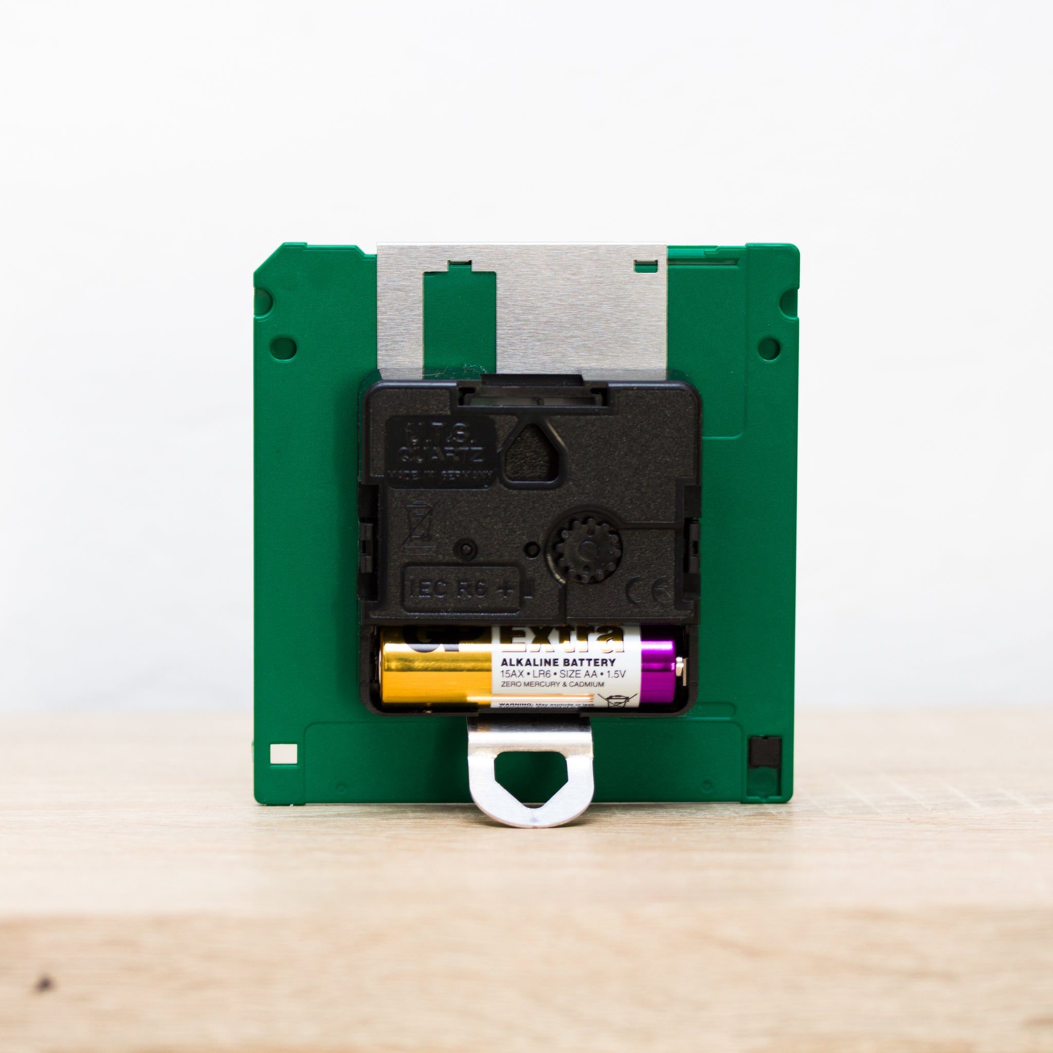 Unique Desk clock - recycled floppy disk clock (green)