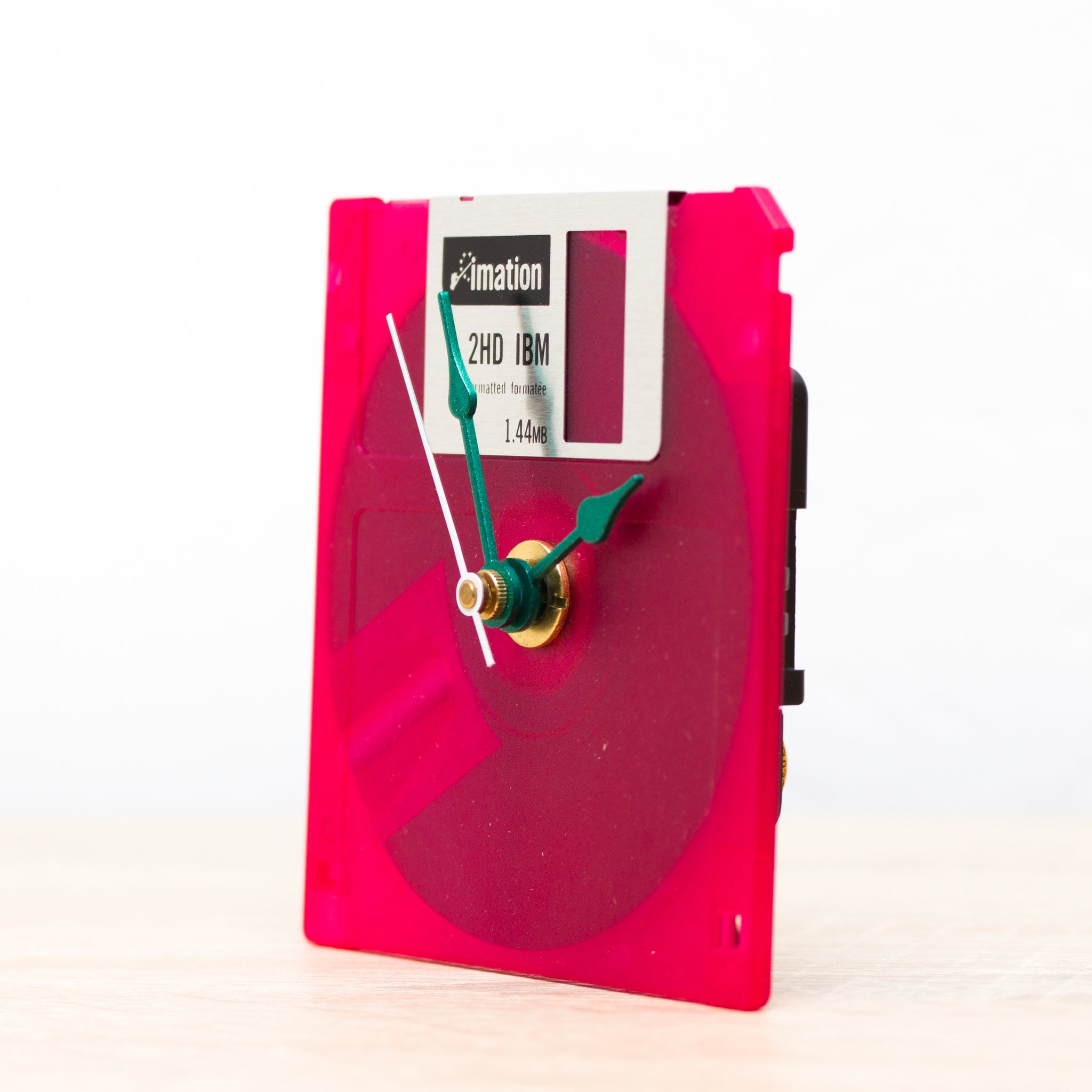 Unique Desk clock - recycled floppy disk clock (pink)