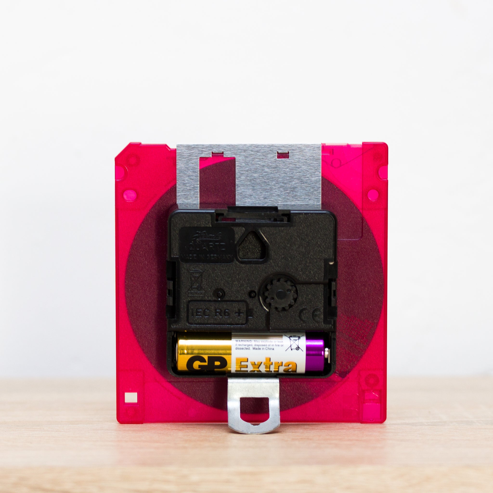 Unique Desk clock - recycled floppy disk clock (pink)