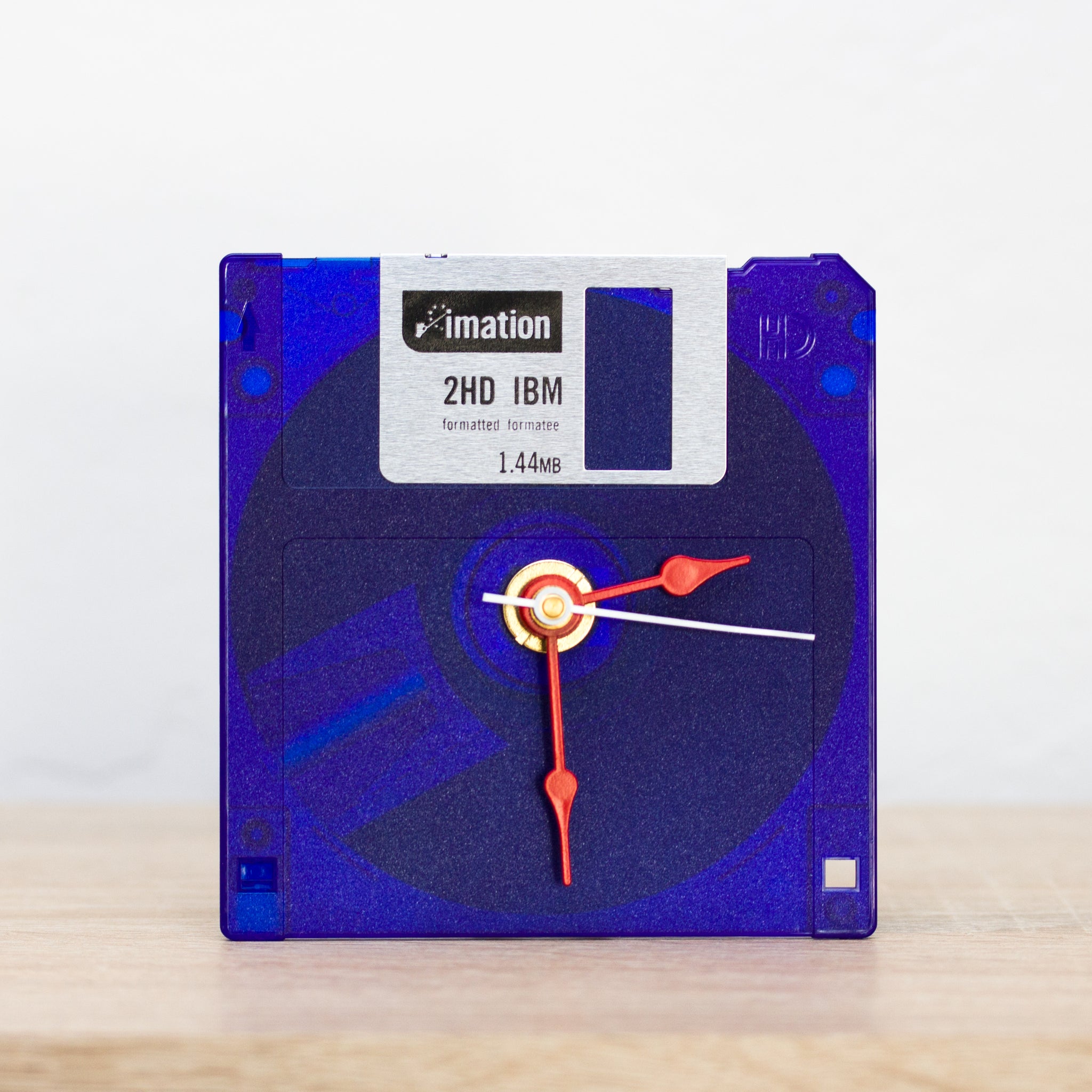 Unique Desk clock - recycled floppy disk clock (indigo blue)