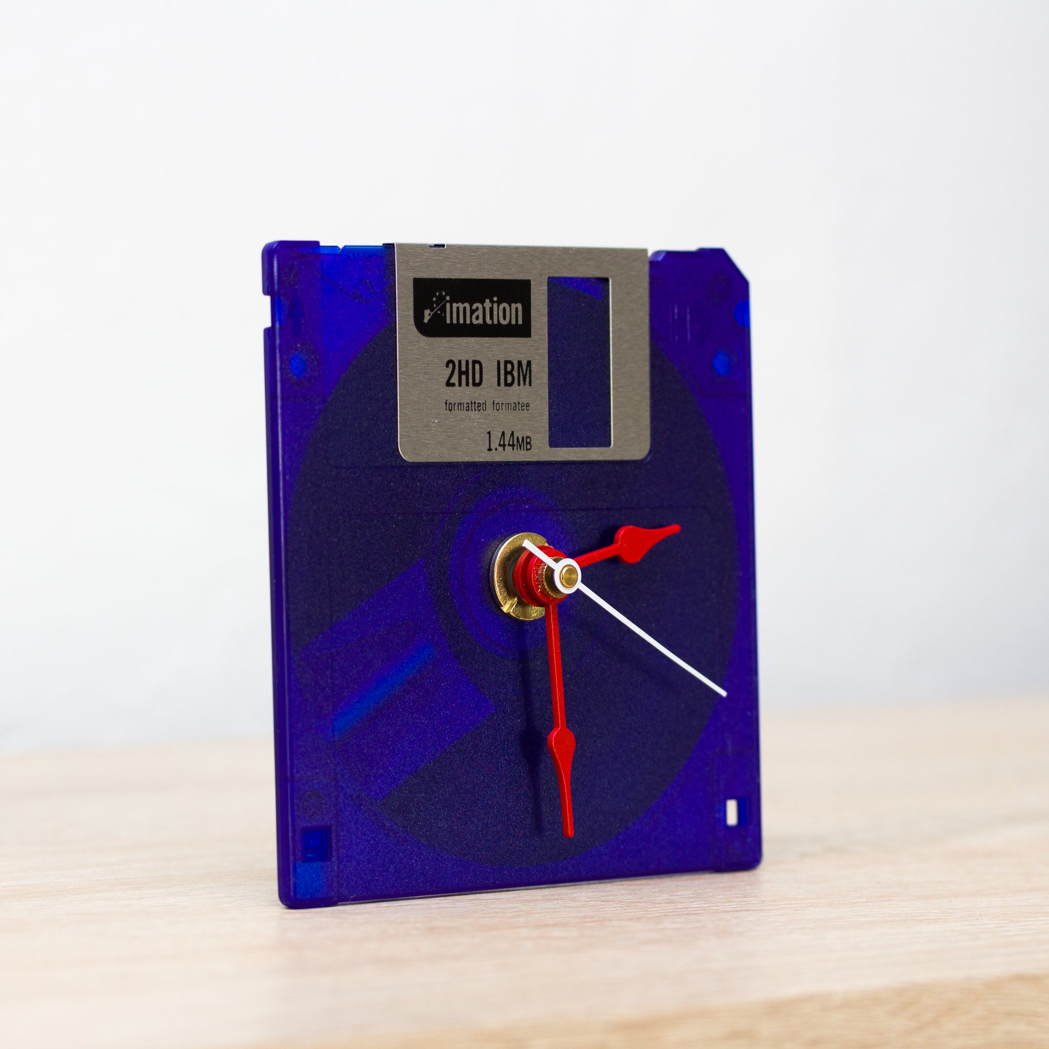 Unique Desk clock - recycled floppy disk clock (indigo blue)