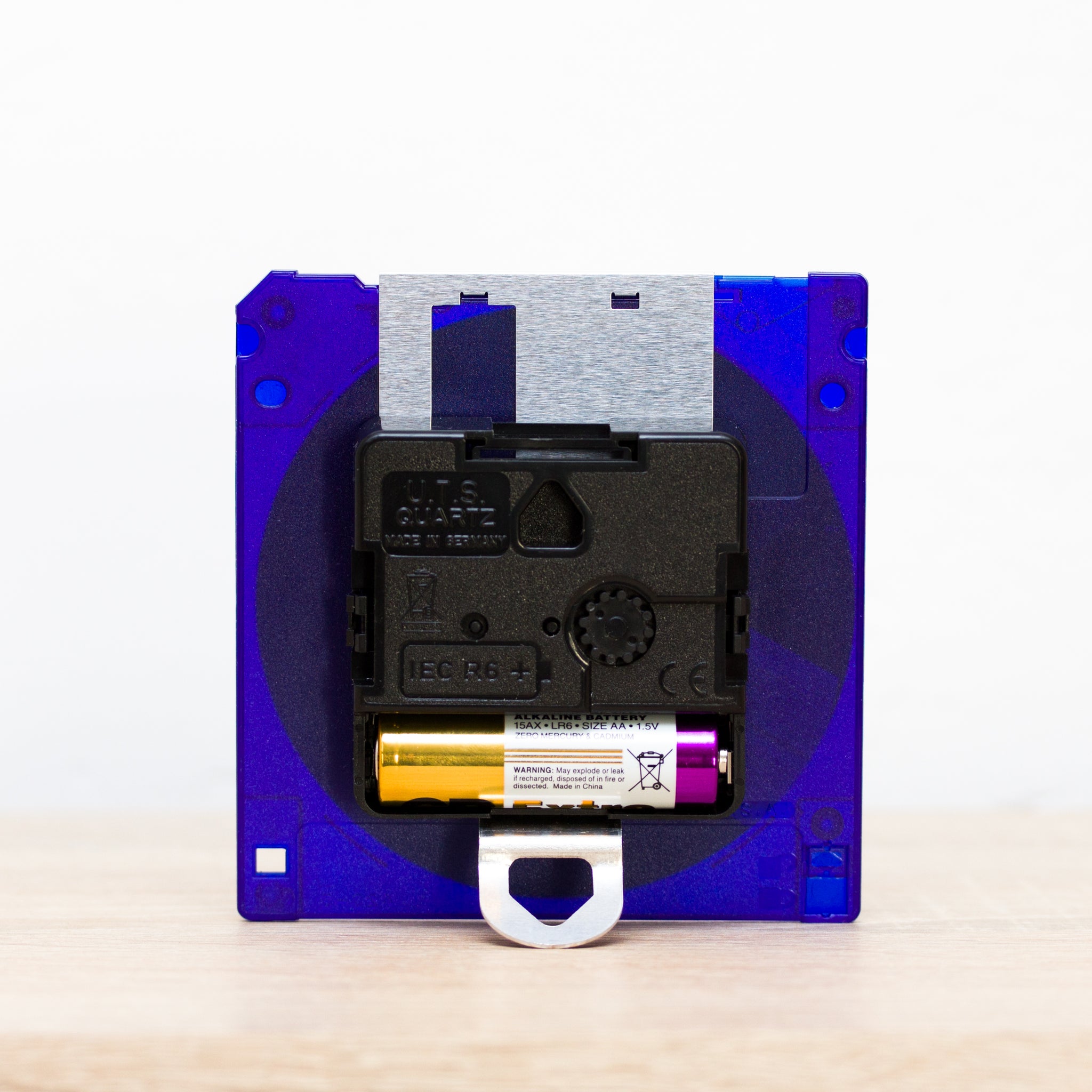 Unique Desk clock - recycled floppy disk clock (indigo blue)
