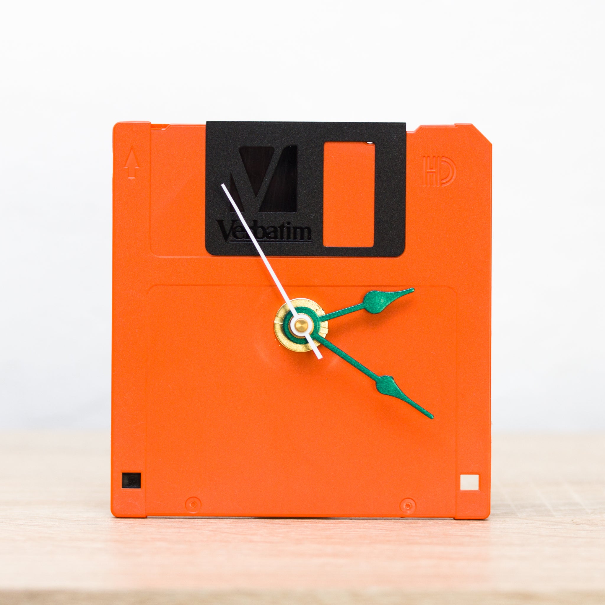 Unique Desk clock - recycled floppy disk clock (orange)