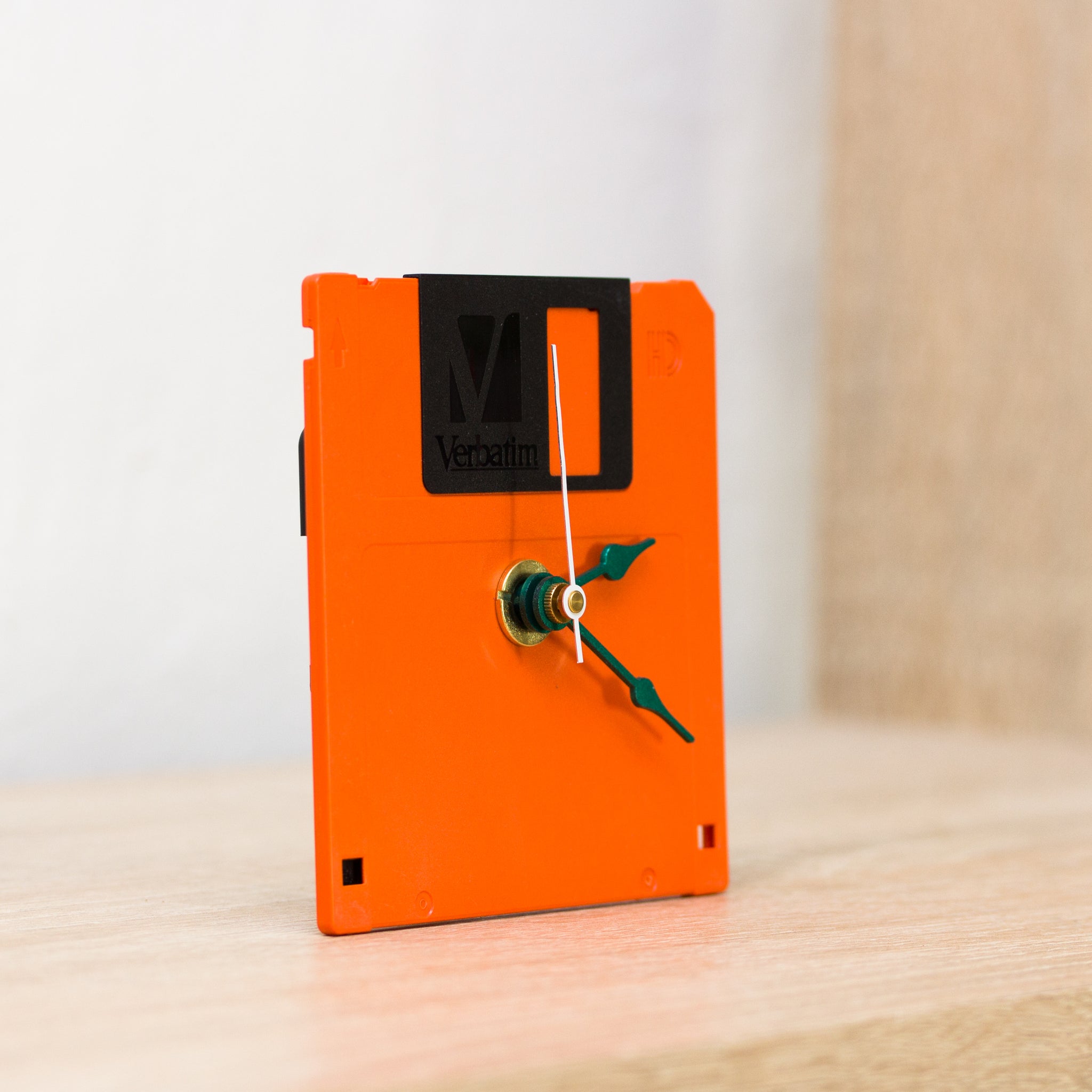 Unique Desk clock - recycled floppy disk clock (orange)