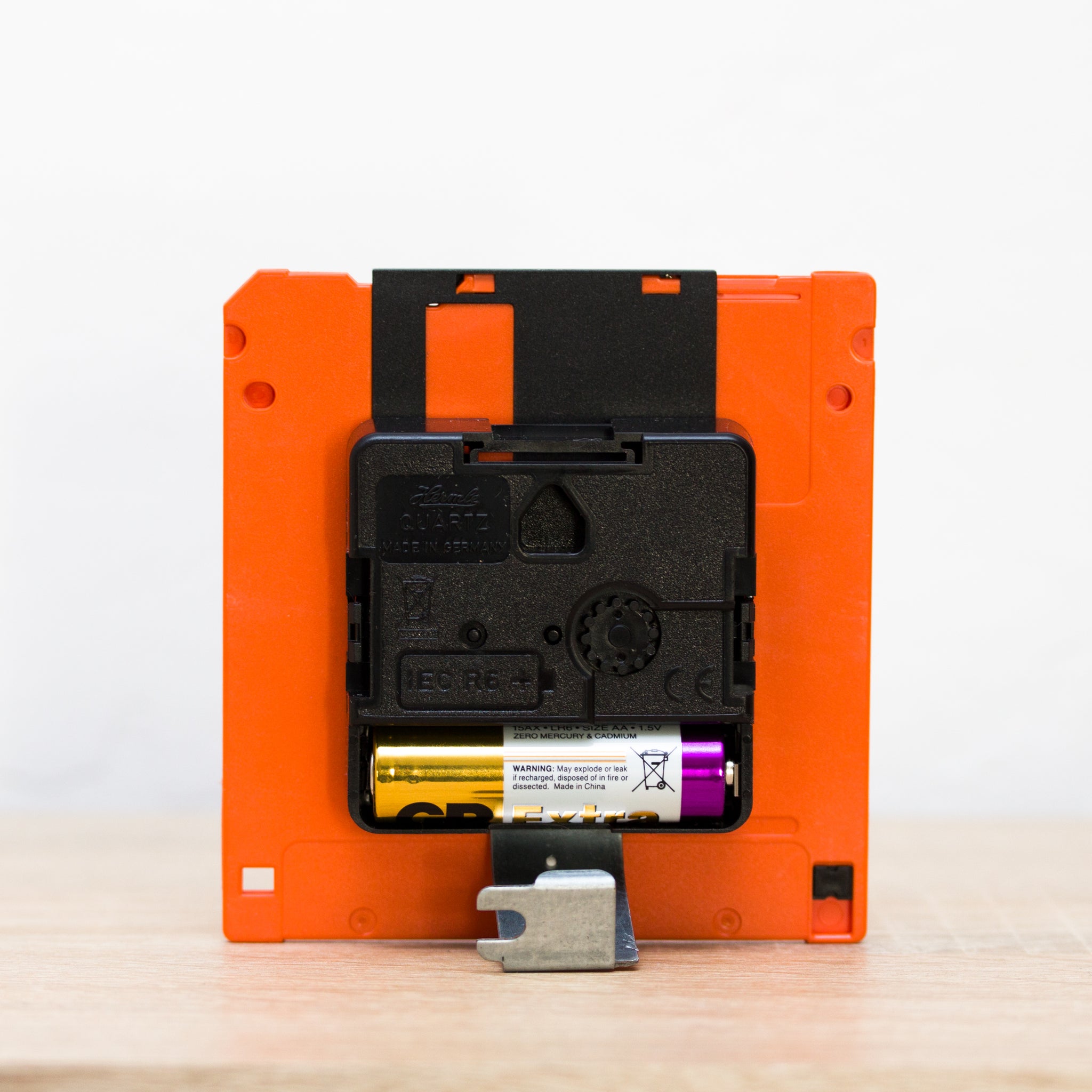 Unique Desk clock - recycled floppy disk clock (orange)