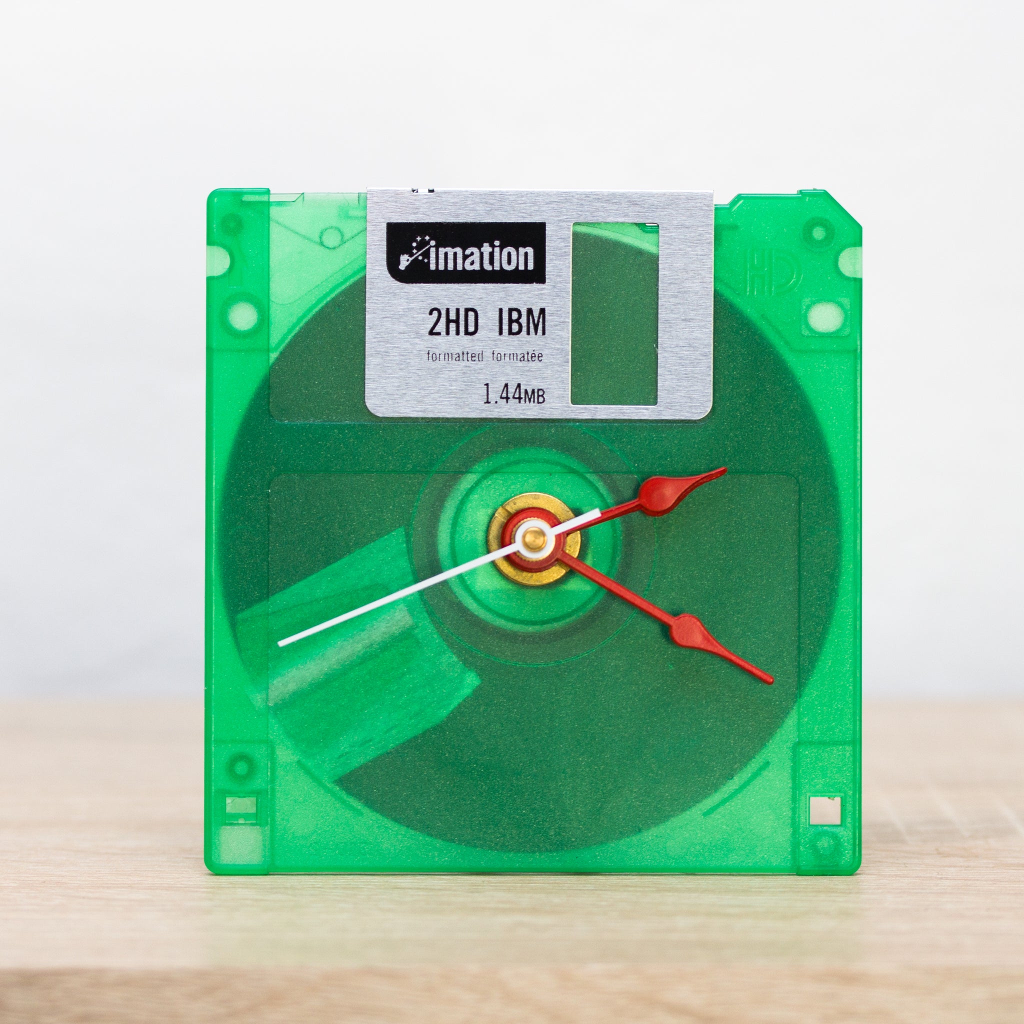 Unique Desk clock - recycled floppy disk clock (green)