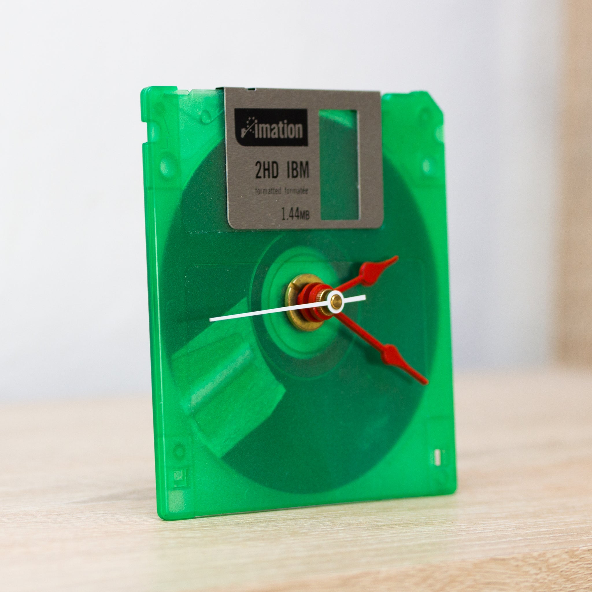 Unique Desk clock - recycled floppy disk clock (green)
