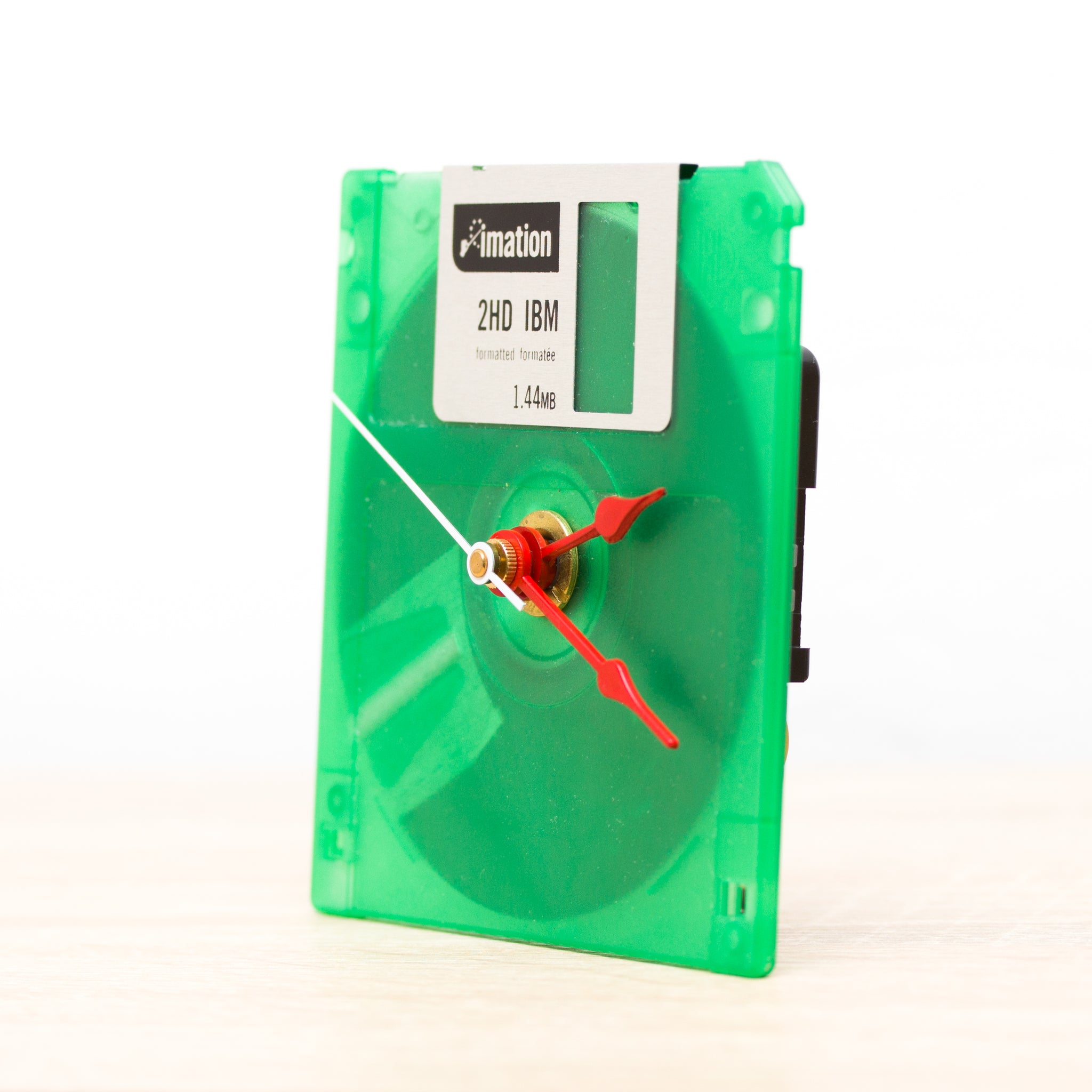 Unique Desk clock - recycled floppy disk clock (green)