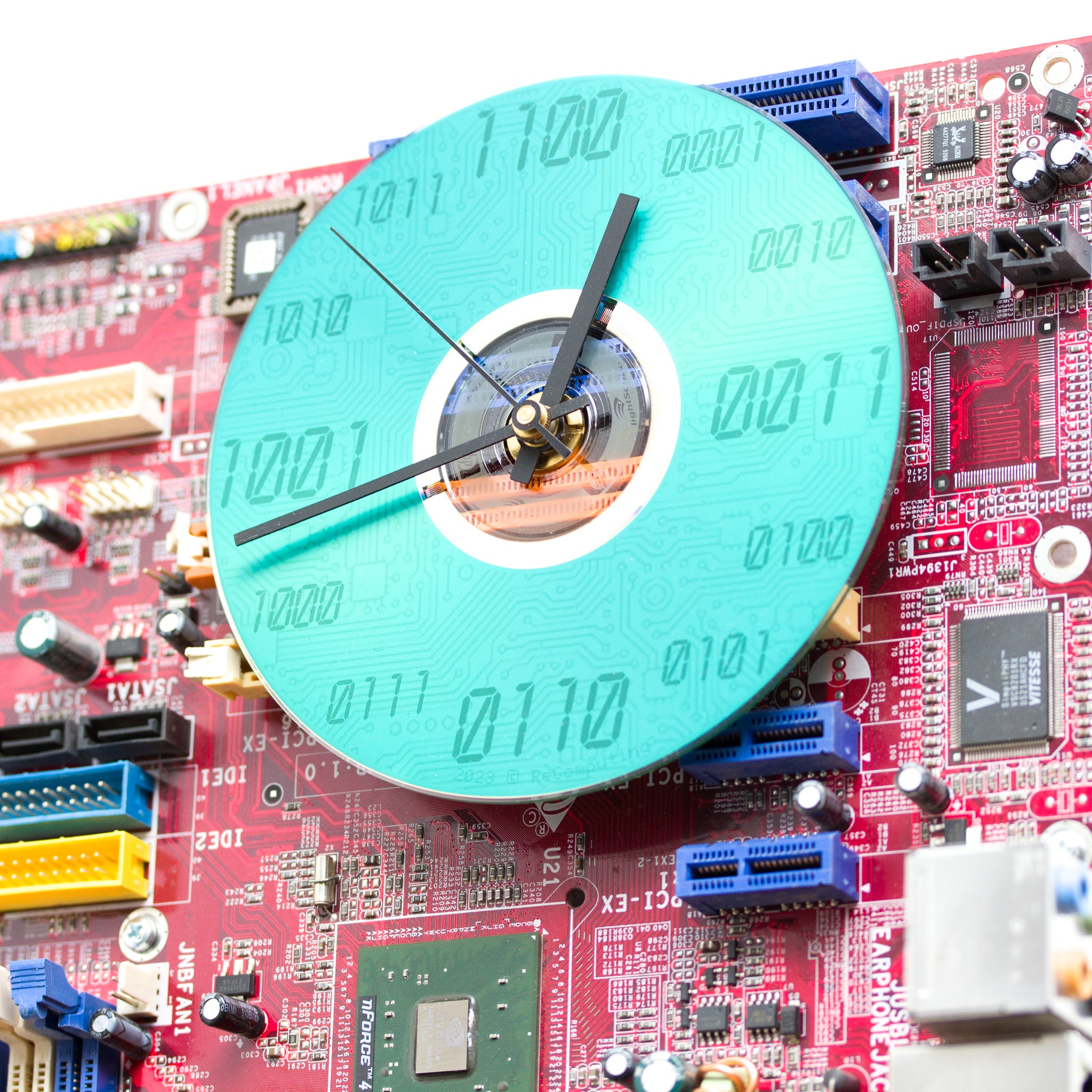 Wall Clock made of red computer motherboard