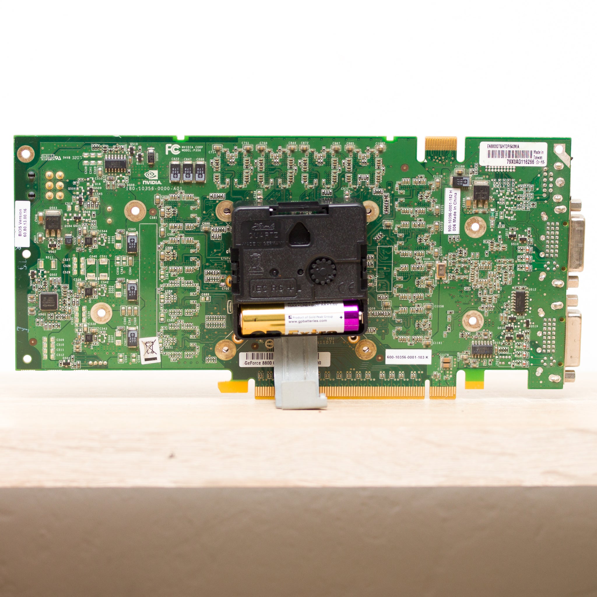 Desk clock - unique office clock, Recycled graphics card clock - green
