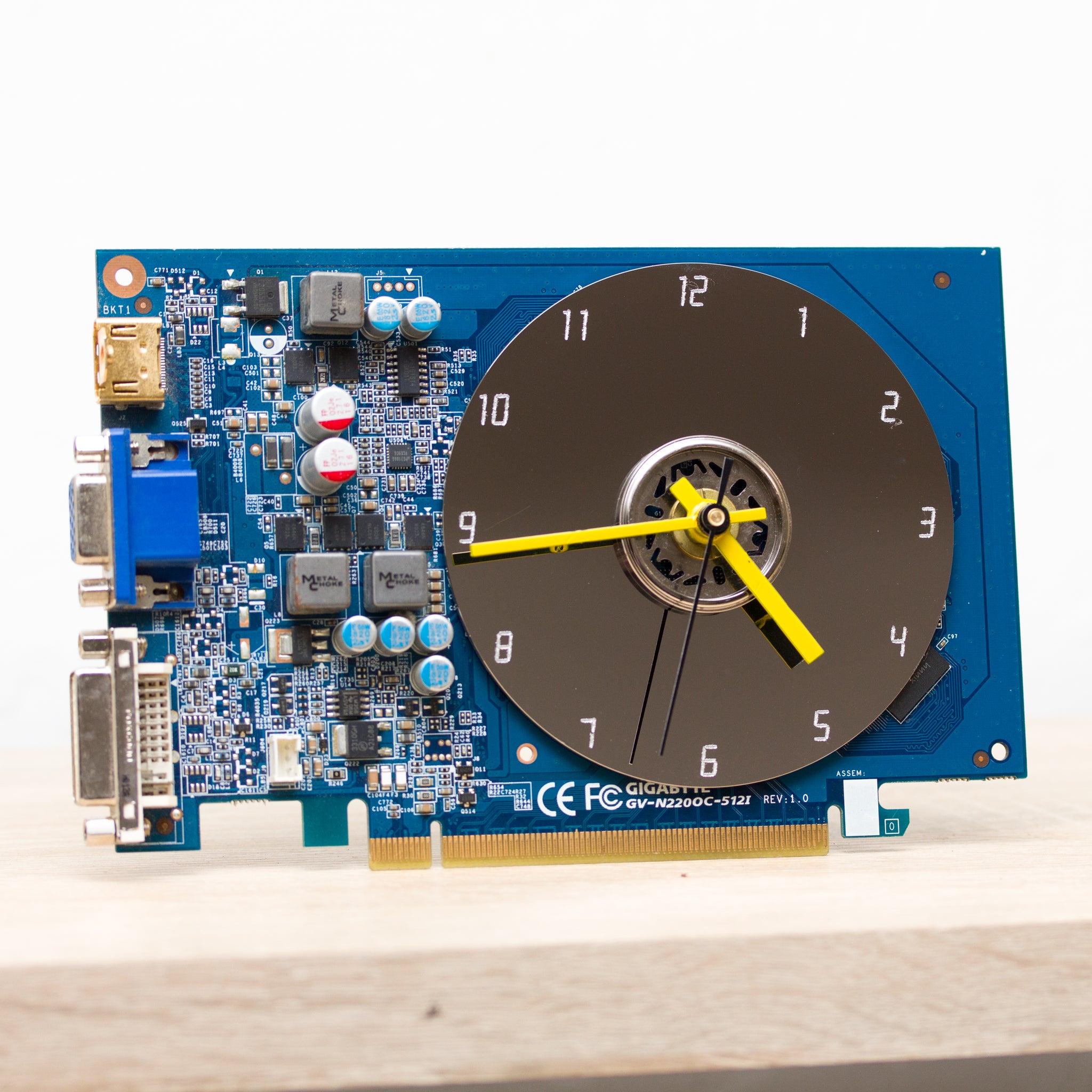 Desk clock - Recycled graphics card clock, unique office clock