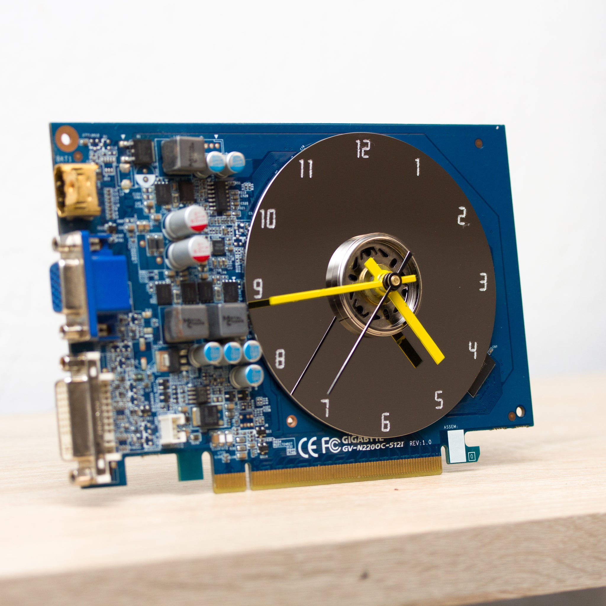 Desk clock - Recycled graphics card clock, unique office clock