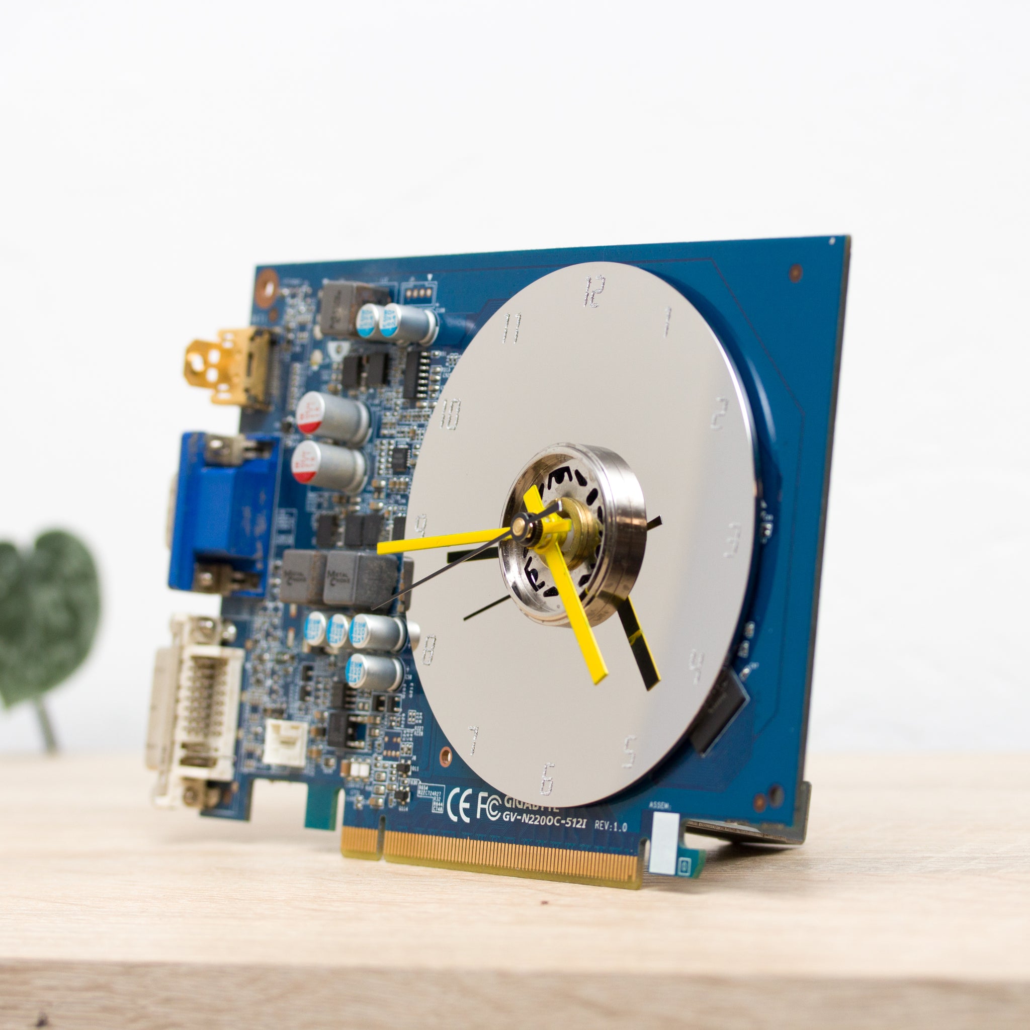 Desk clock - Recycled graphics card clock, unique office clock