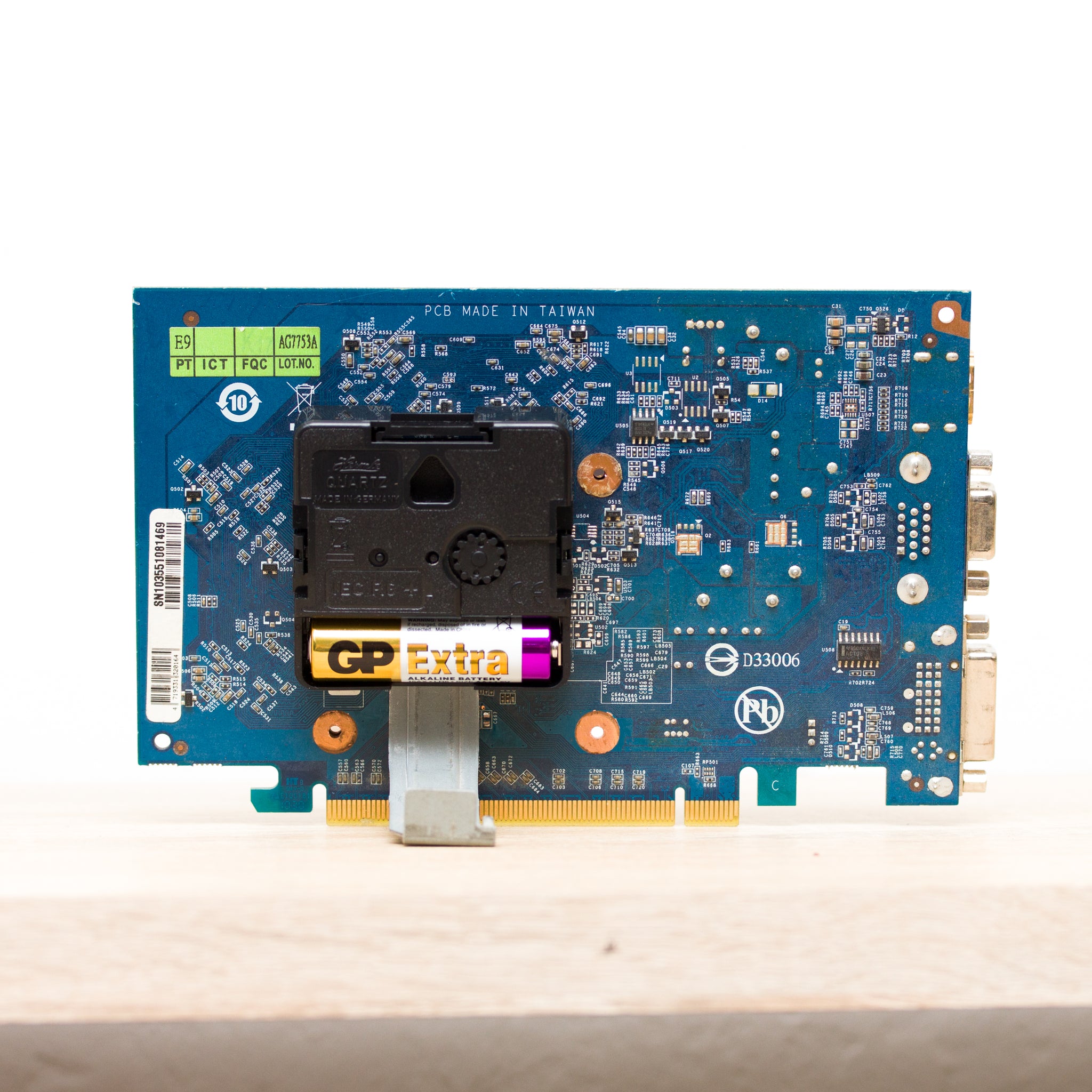 Desk clock - Recycled graphics card clock, unique office clock