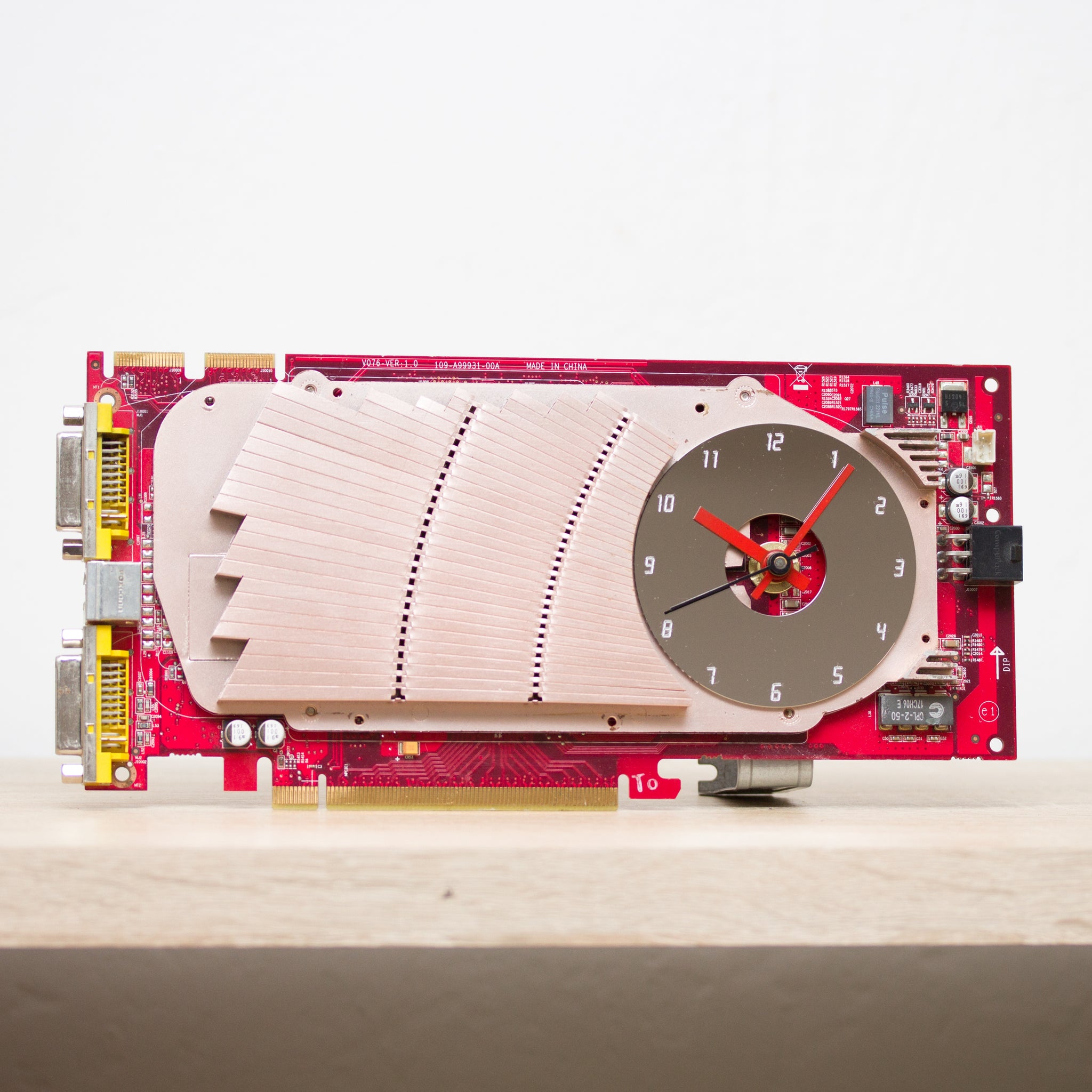 Desk clock for miner - Recycled red graphics card